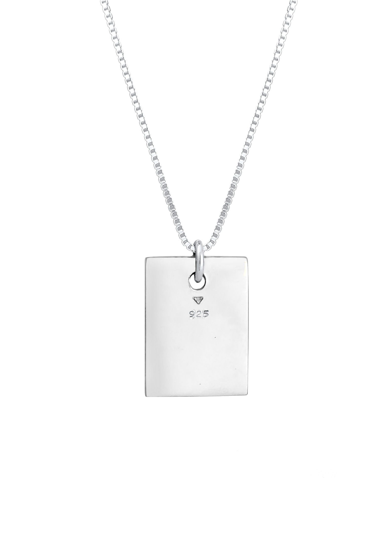 Kuzzoi Lange Kette »Halskette Dog Tag Emaille Schwarz Stern 925 Silber«