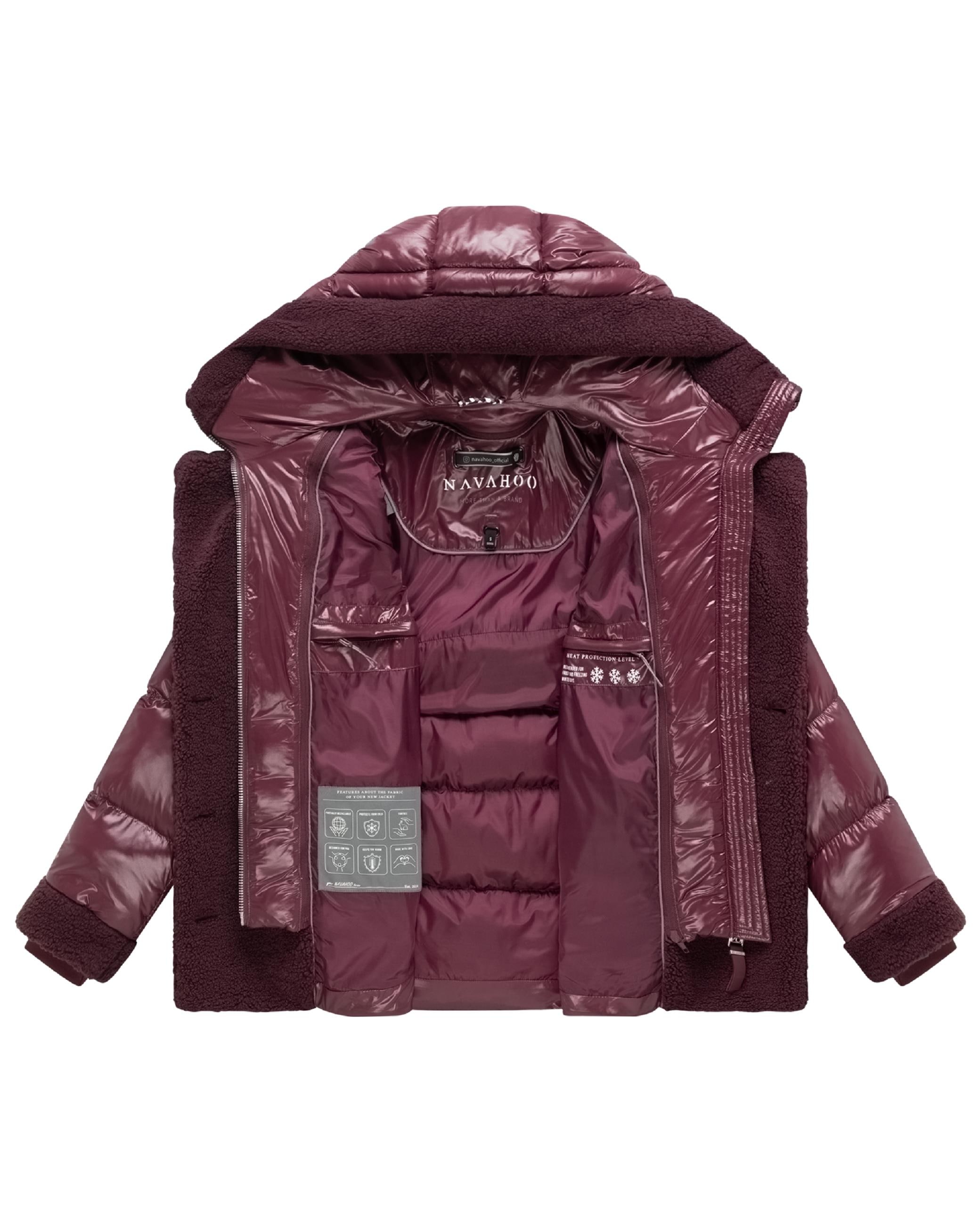 Navahoo Winterjacke »Winterjacke Kuschelhäschen 14« mit Kapuze Warme Jacke im Teddy-Stepp-Materialmix mit Kapuze