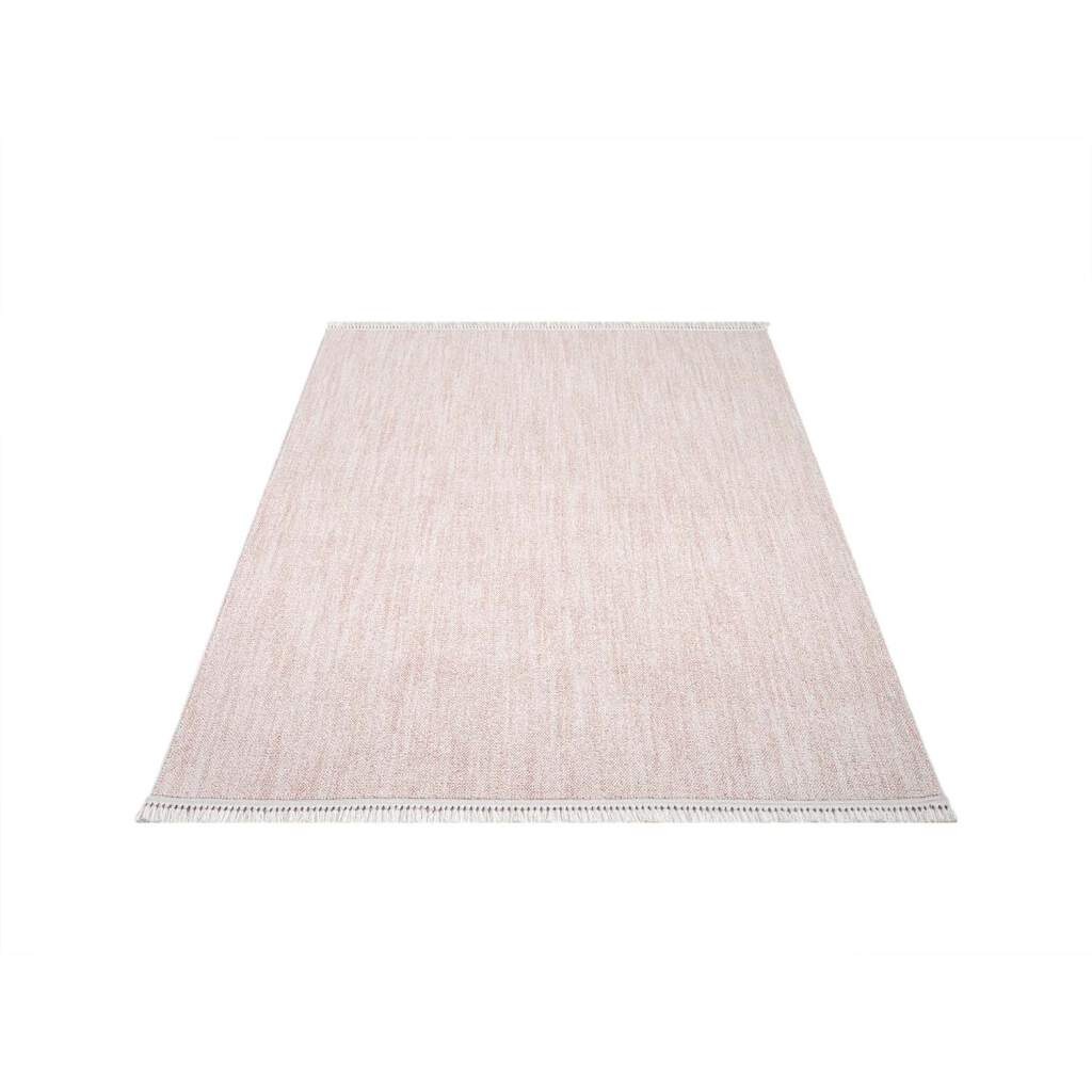 Carpet City Teppich »CLASICO 0052«, rechteckig, 11 mm Höhe, Läufer, Kurzflor, Hochtief-Muster, Boho, Fransen, Wohnzimmer