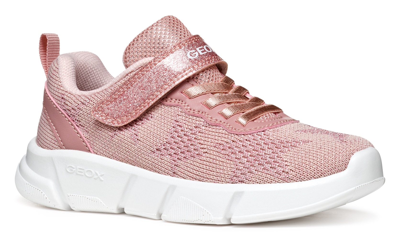 Geox Sneaker »J ARIL GIRL«, Knitwear Sneaker, Klettschuh mit glitzerndem Klettriegel