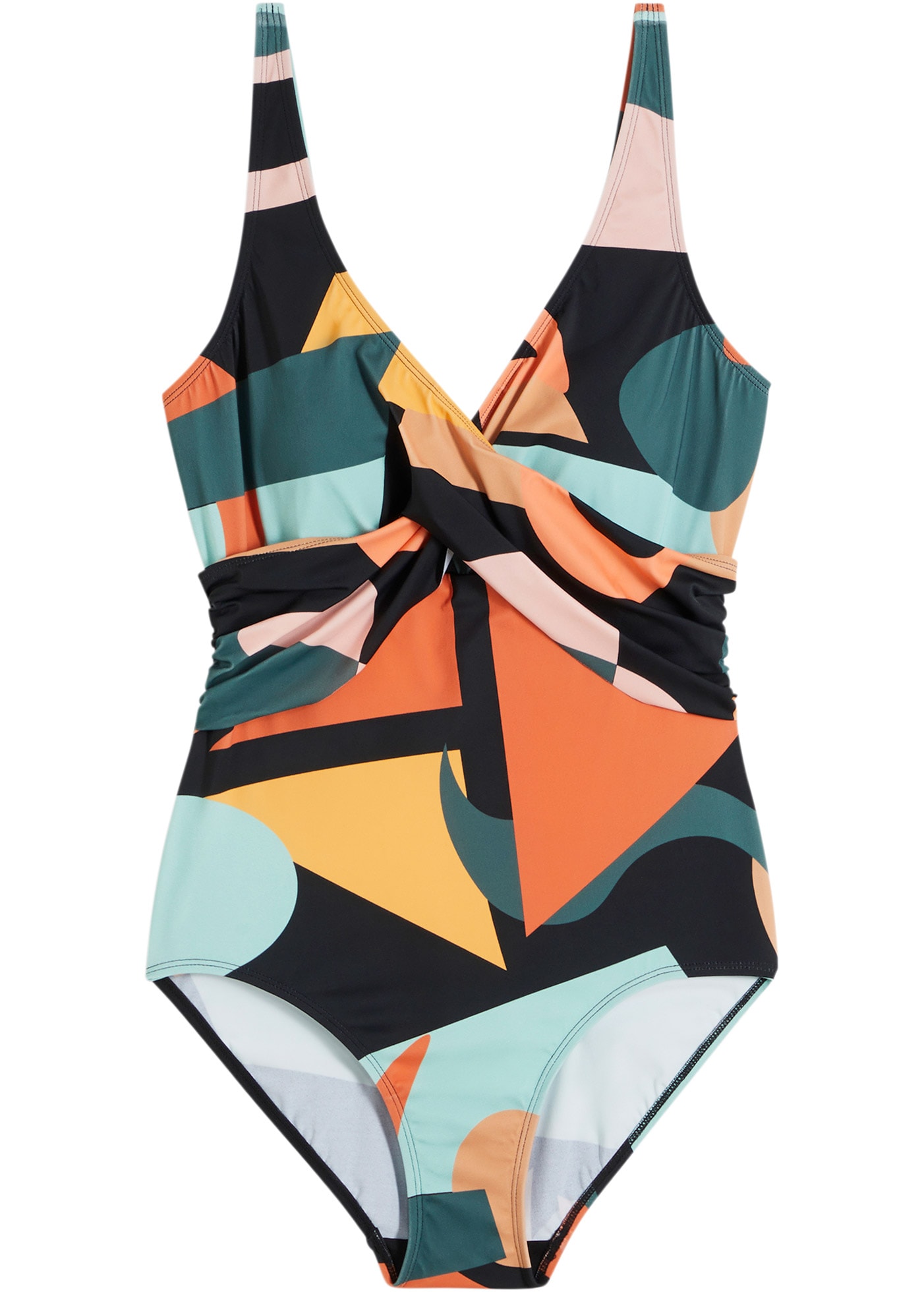 bonprix Badeanzug bequeme Passform, Wickel-Optik, sportlicher Stil, aufwändiger Druck