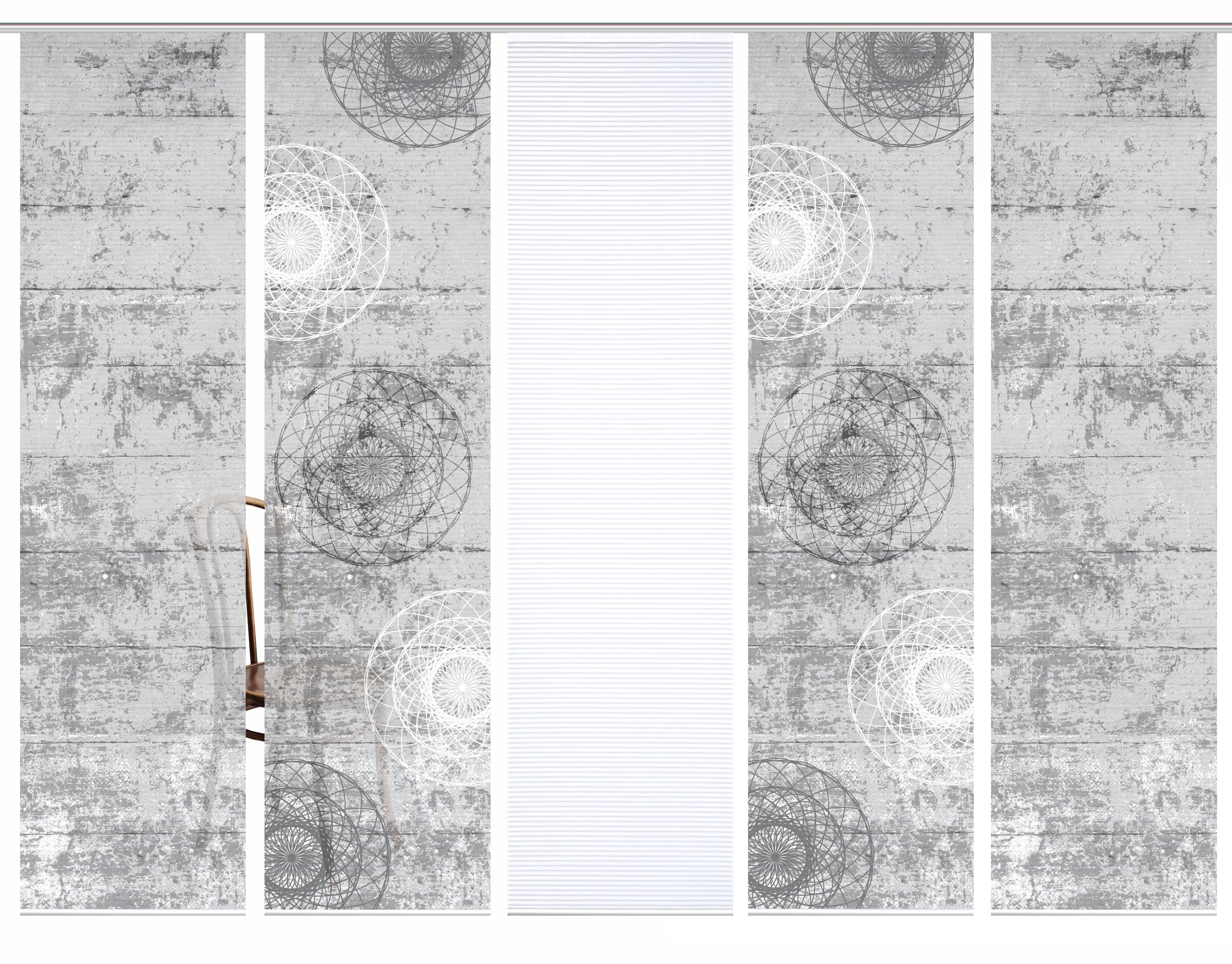 HOME in green Schiebegardine »MANDRIGA« Paneelwagen 5 Stk. tlg. SET DIGITALDRUCK,BAMBUSOPTIK RECYCELT