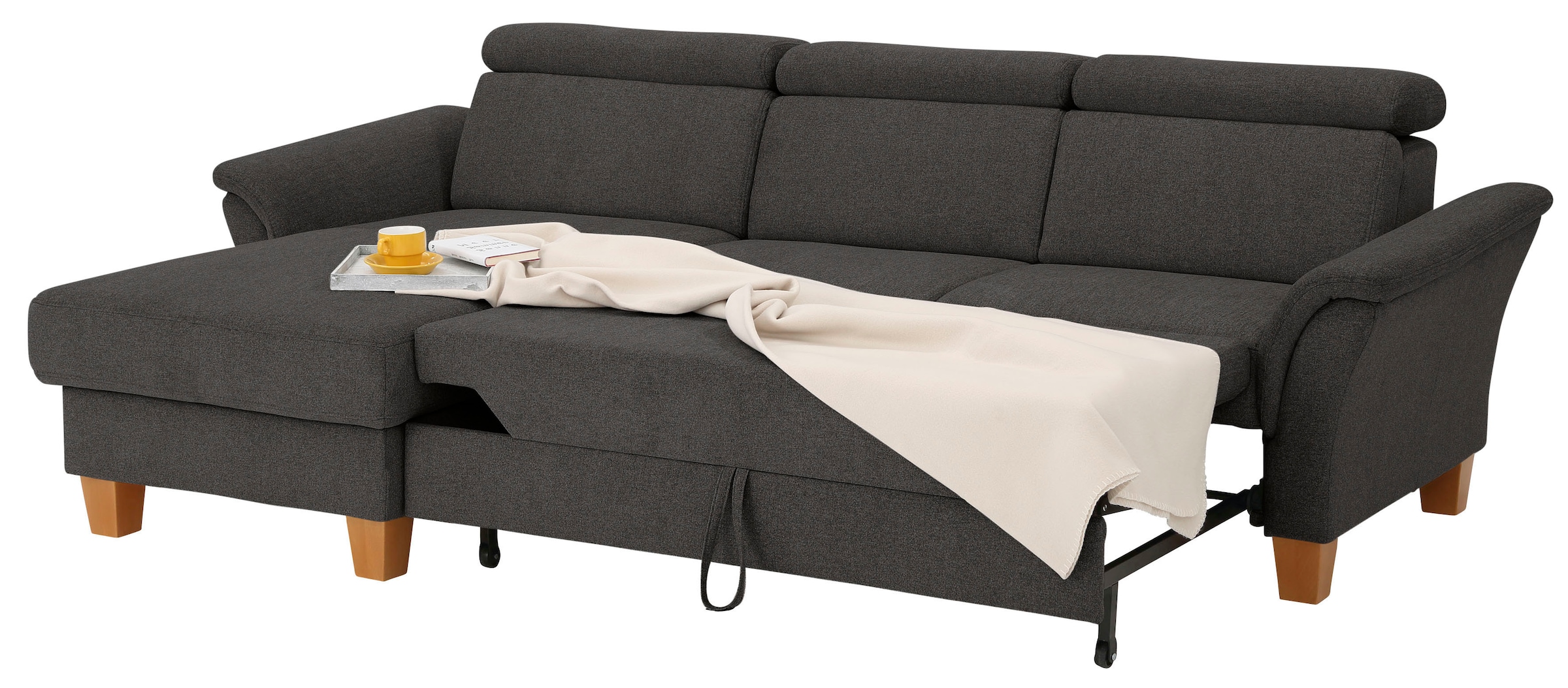 Home affaire Ecksofa »Conville L-Form«, Federkern, wahlweise mit Bettfunktion und Bettkasten bzw. Stauraum