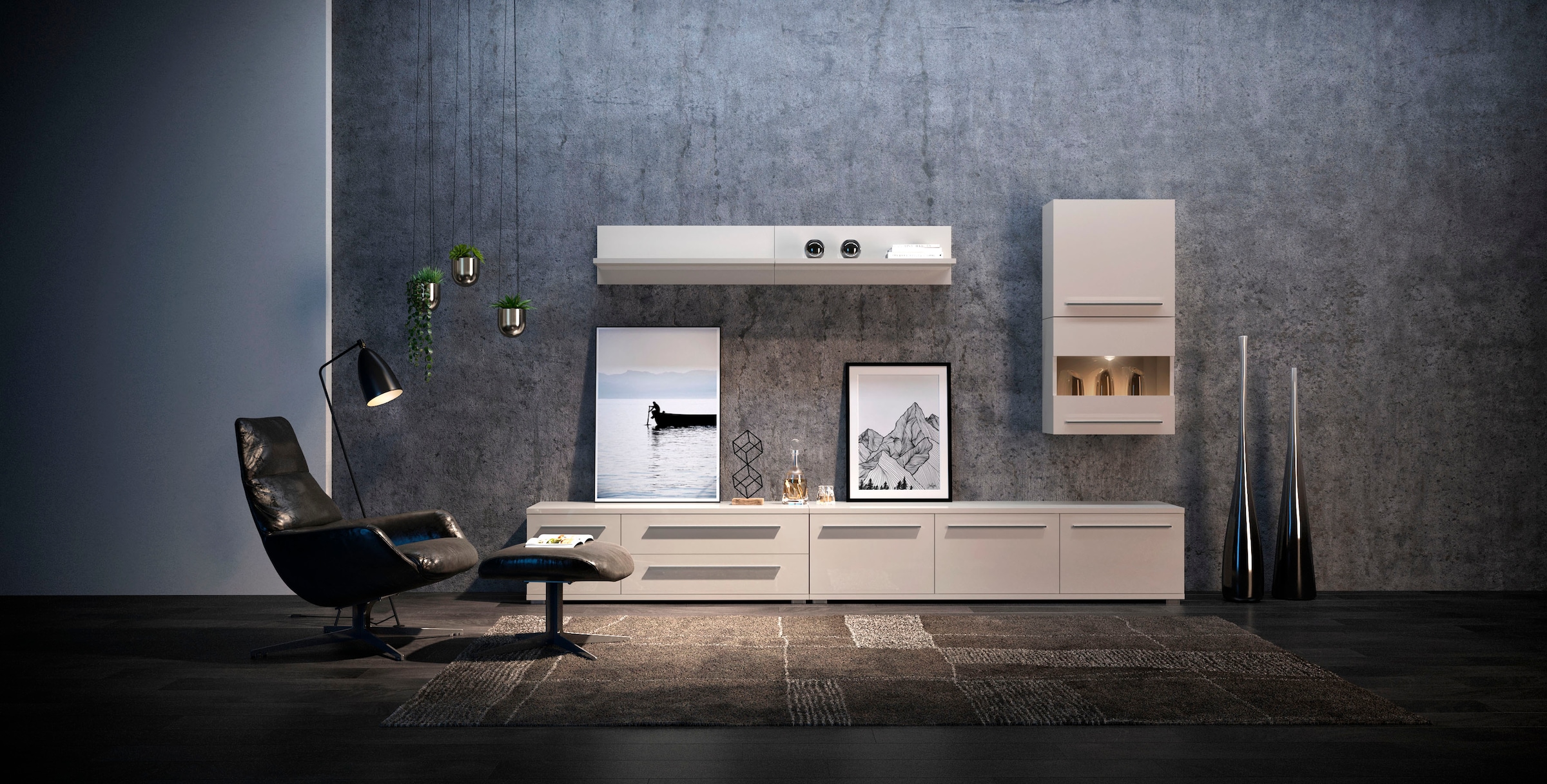 Places of Style Hängevitrine »Piano«, mit und ohne Glaselement, UV lackiert, Soft-Close, B/H:59,7/57,4 cm