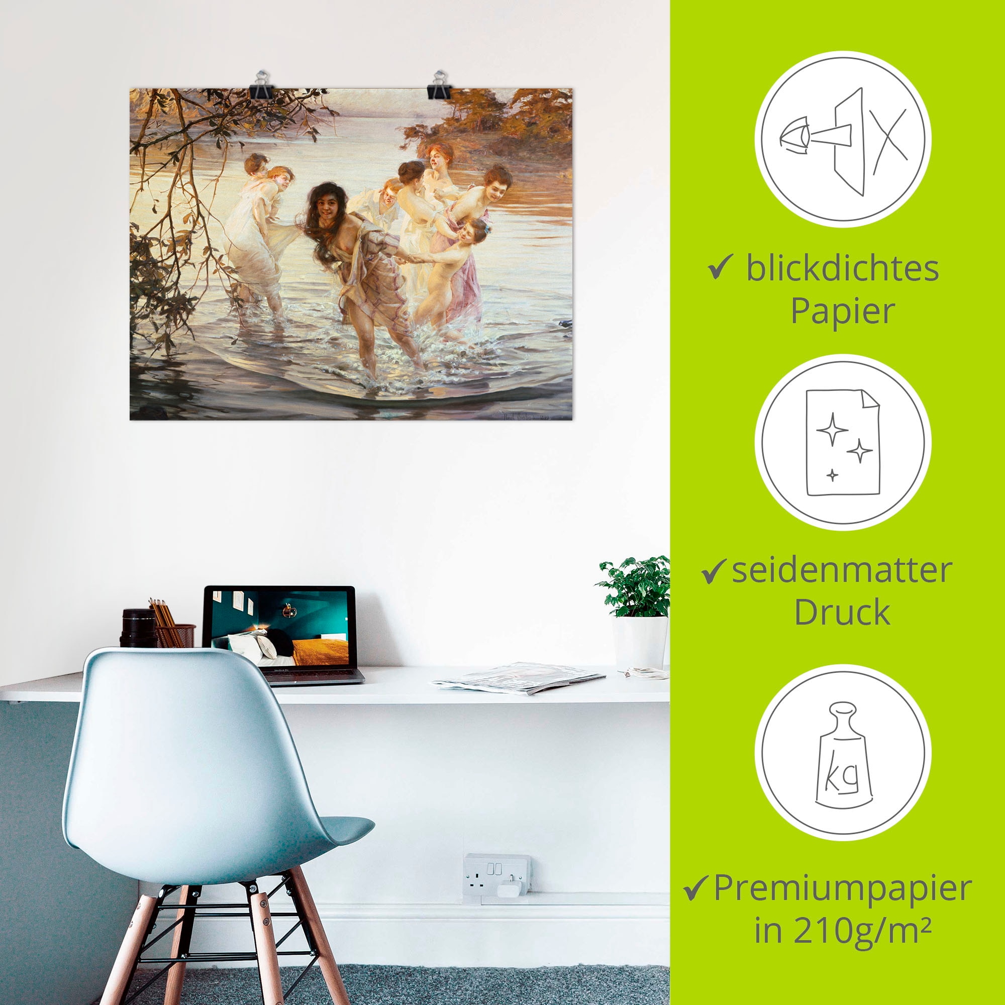 Artland Wandbild »Glückliches Spiel im Wasser. 1899« Gruppen & Familien 1 Stk. tlg. als Leinwandbild, Poster in verschied. Größen