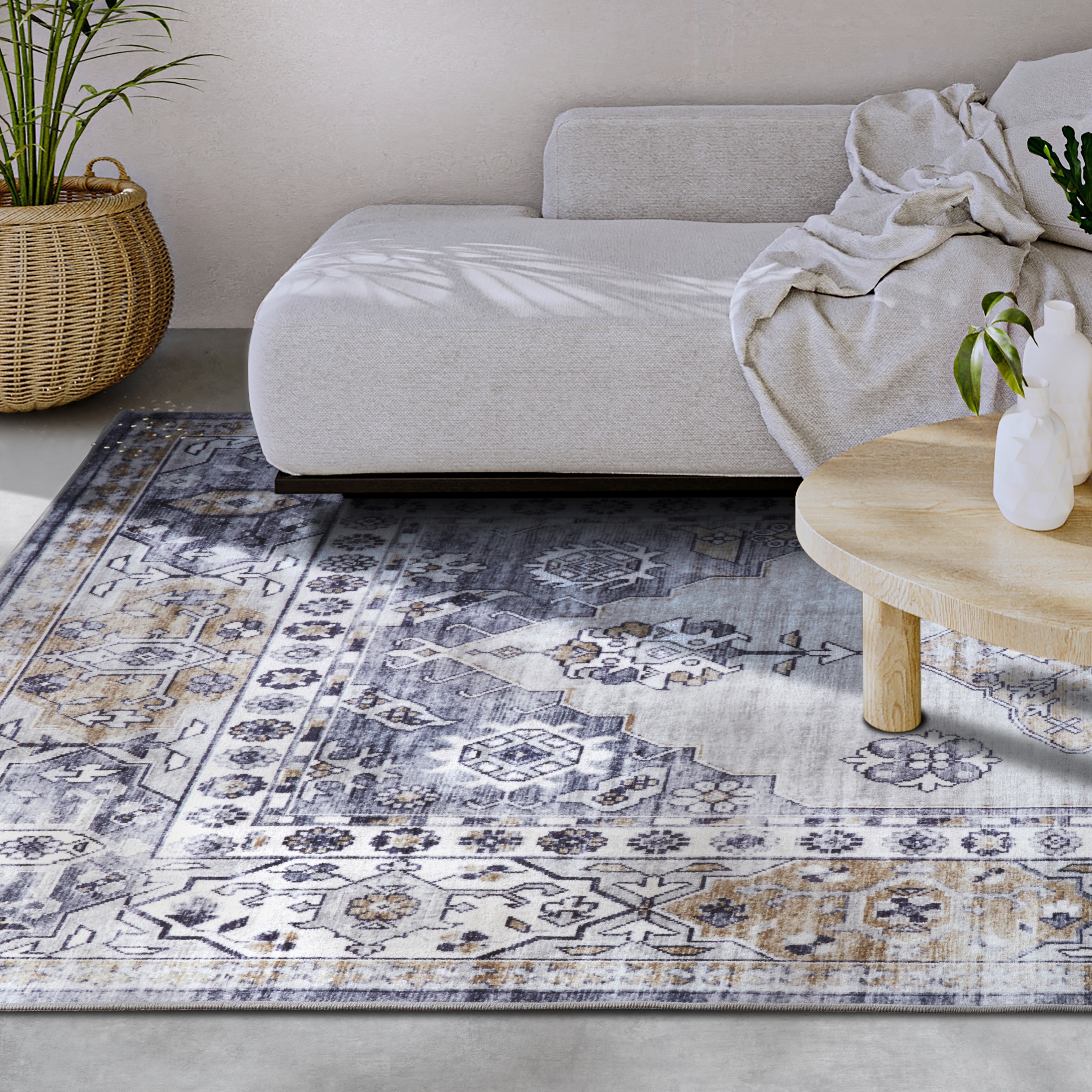 freundin Home Collection Teppich »Meridiem«, rechteckig, 5 mm Höhe, Kurzflor, Anti Rutsch, Orient, Vintage, Klassisch, Wohnzimmer, Flur