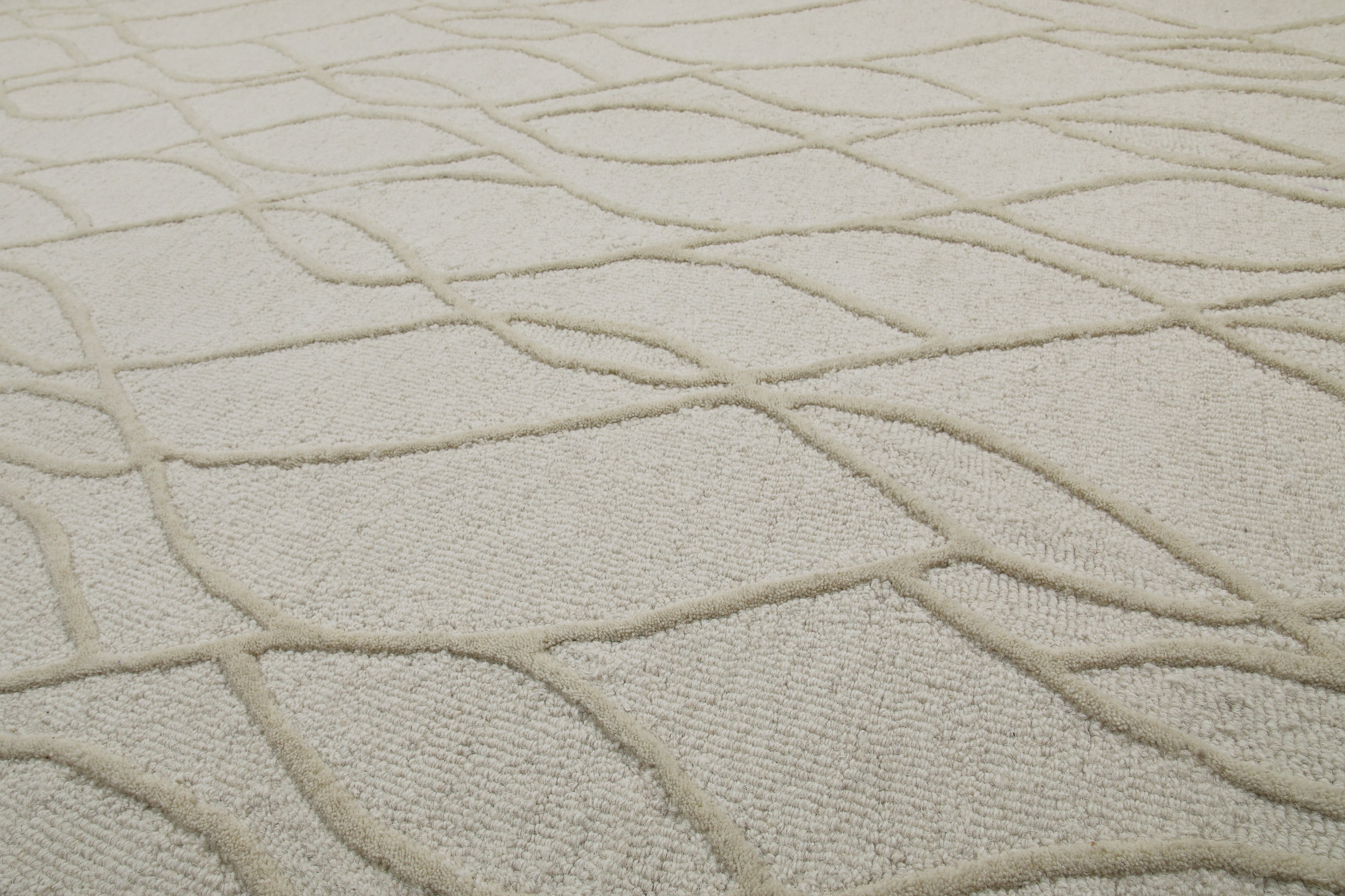 Wecon home Wollteppich »Hamptons TWENTYTHREE«, rechteckig, 15 mm Höhe, Läufer, Schurwolle, Kurzflor, Wohnzimmer, Schlafzimmer, Wellen