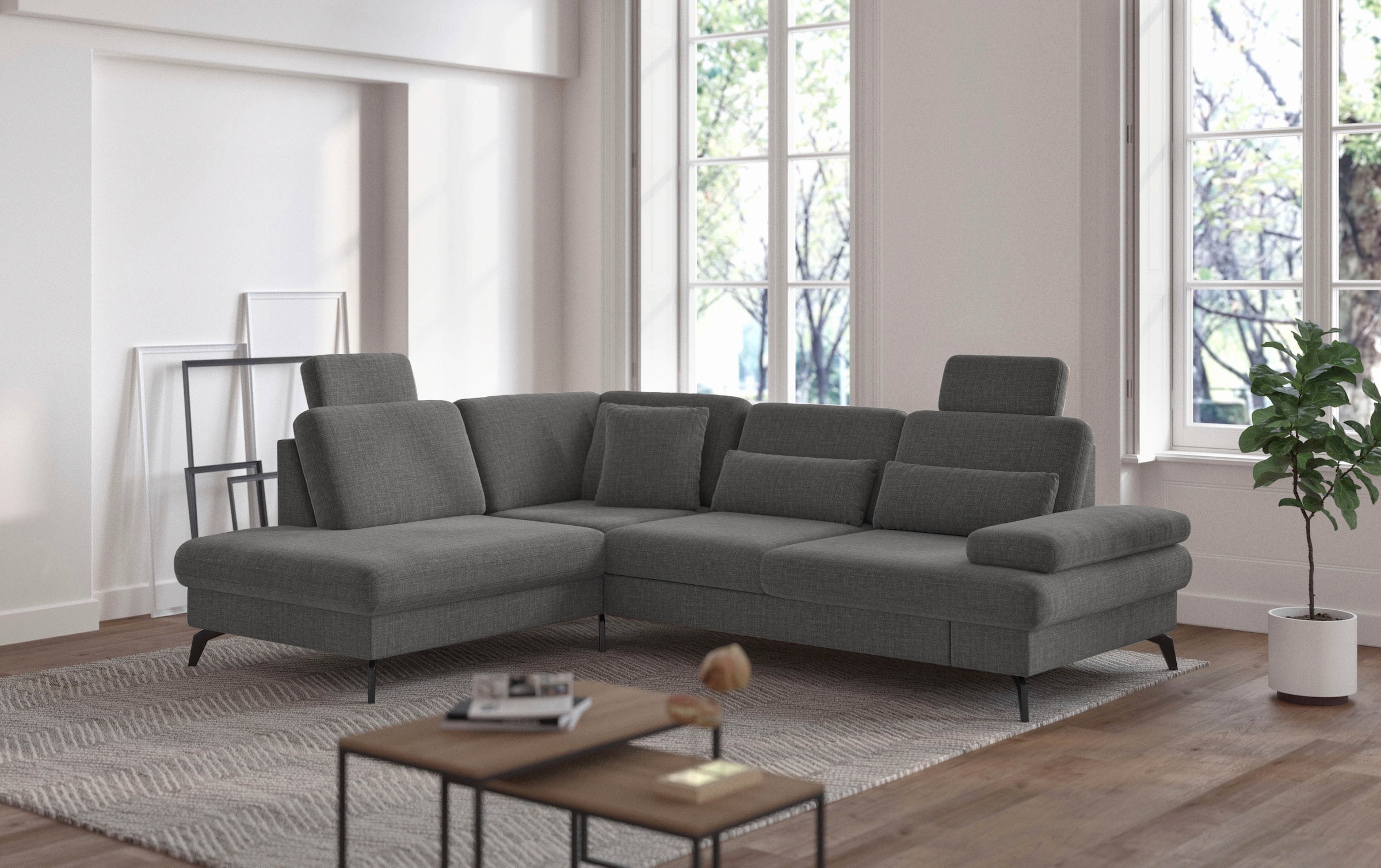sit&more Ecksofa »Morris L-Form, inkl. Sitztiefenverstellung«, wahlweise mit Armteilverstellung, Bettfunktion & Bettkasten