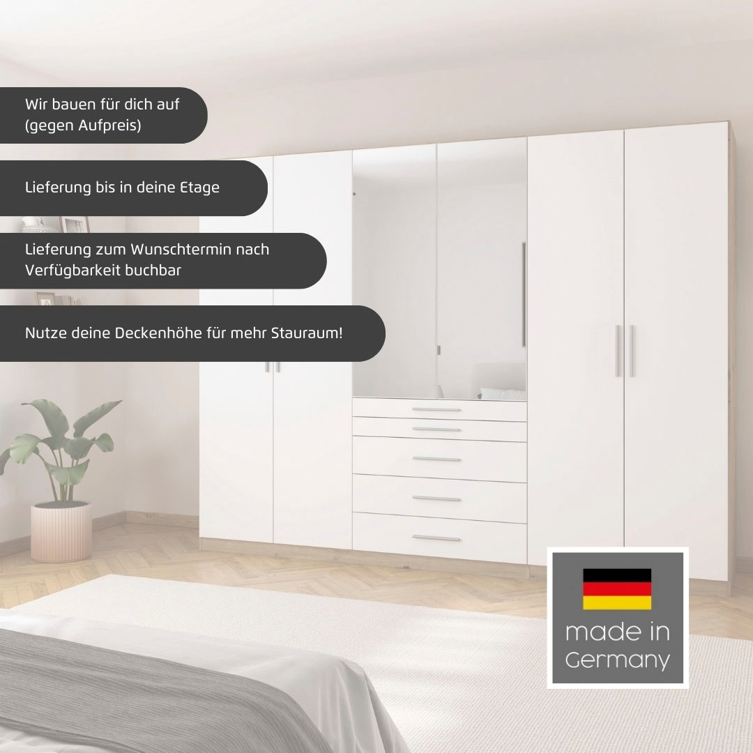 rauch Schlafzimmer-Set »Komplettschlafzimmer Schlafzimmer Stauraumbett MADE IN GERMANY« Set, Liegefläche 180x200, Schrank Maße B/H/T: 271/210/54 cm, 4 tlg. tlg.