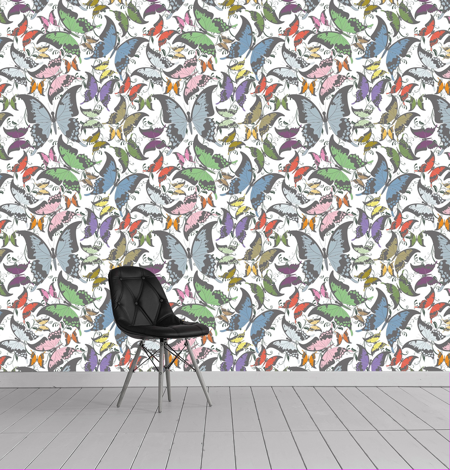queence Vinyltapete »Schmetterlinge« Farbverlauf | abstrakt | bedruckt | gemustert glatt 90x250cm, selbstklebend, kinderleichte Anbringung, , Sticker