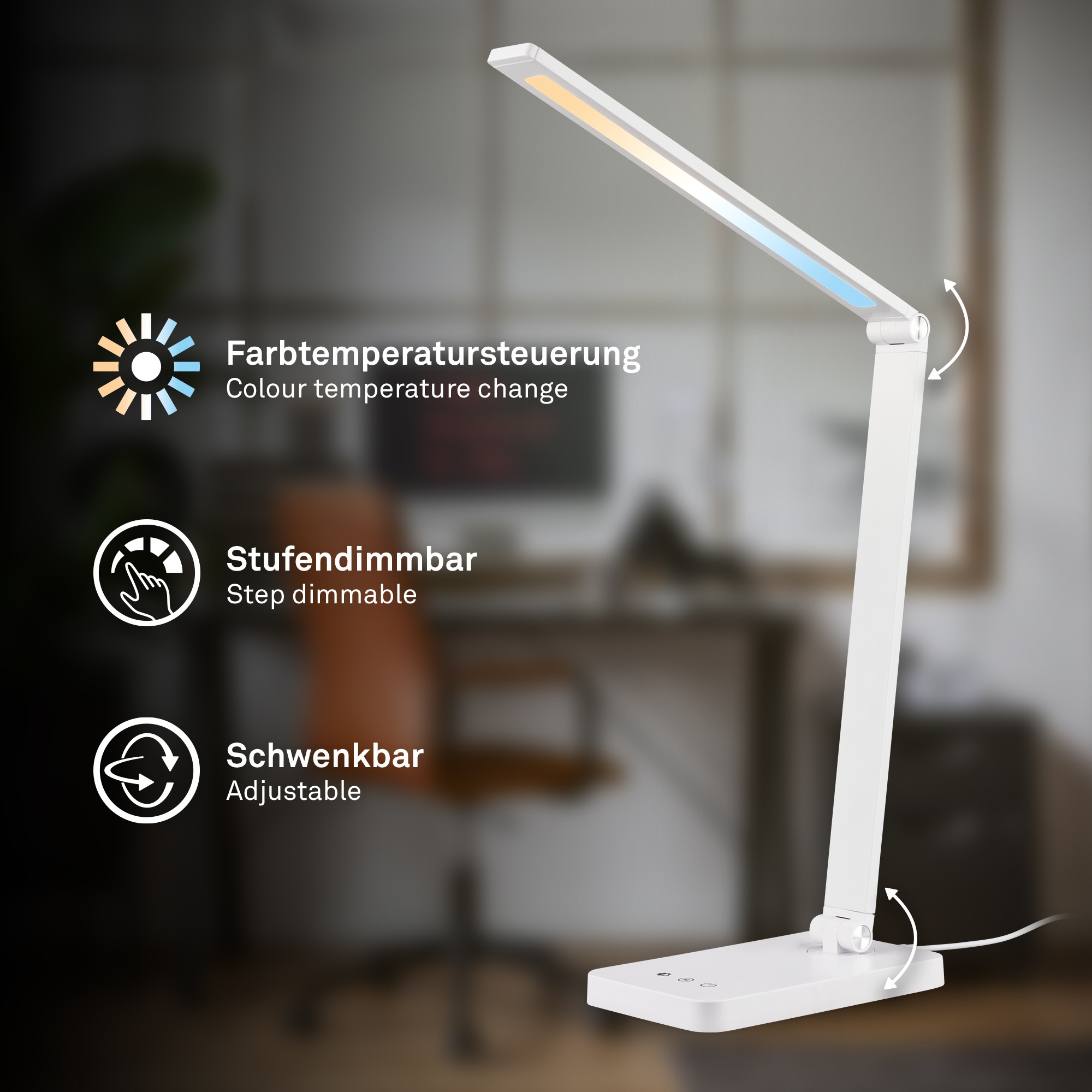 Briloner Leuchten LED Tischleuchte »RICK« LED-Modul 1 Stk. warmweiß - kaltweiß 18x38x31,5 cm, Büro, Kinderzimmer