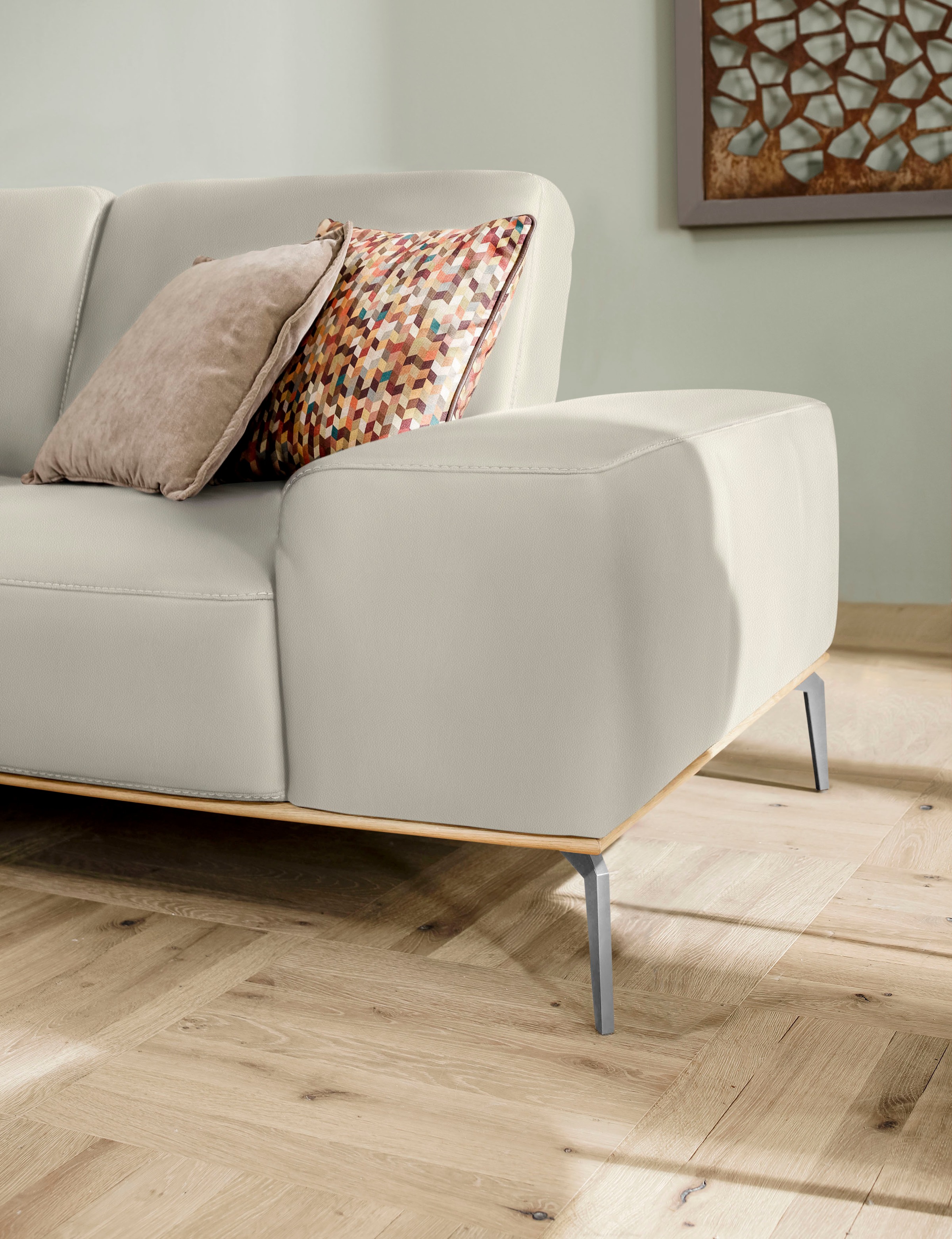 W.SCHILLIG Ecksofa »run, Designsofa mit tollem Sitzkomfort, L-Form«, mit elegantem Holzsockel, Füße in Chrom glänzend, Breite 279 cm