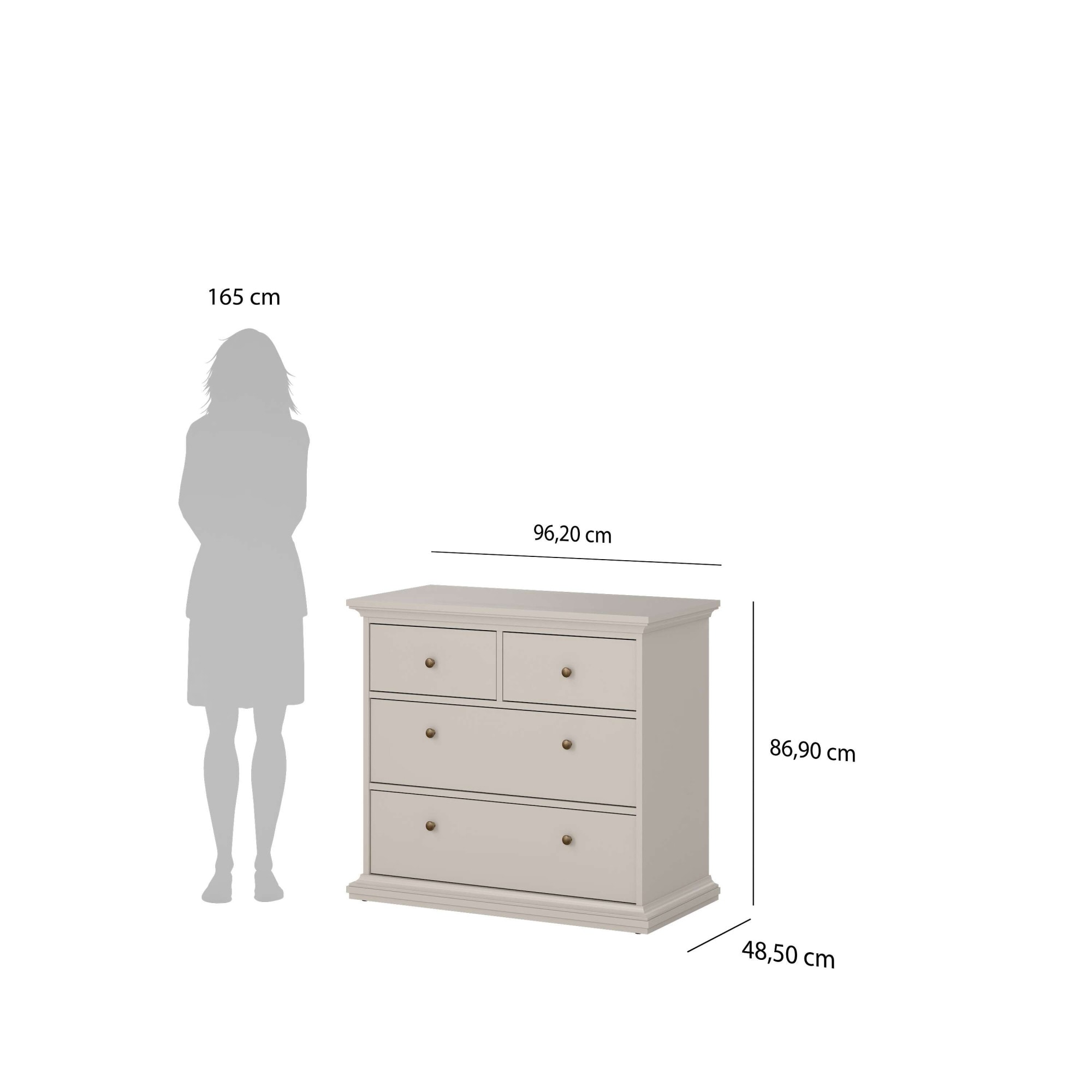 Home affaire Kommode »Paris Kommode mit 4 Schubladen im eleganten Landhauslook« Vier geräumige Schubladen für praktische Aufbewahrung