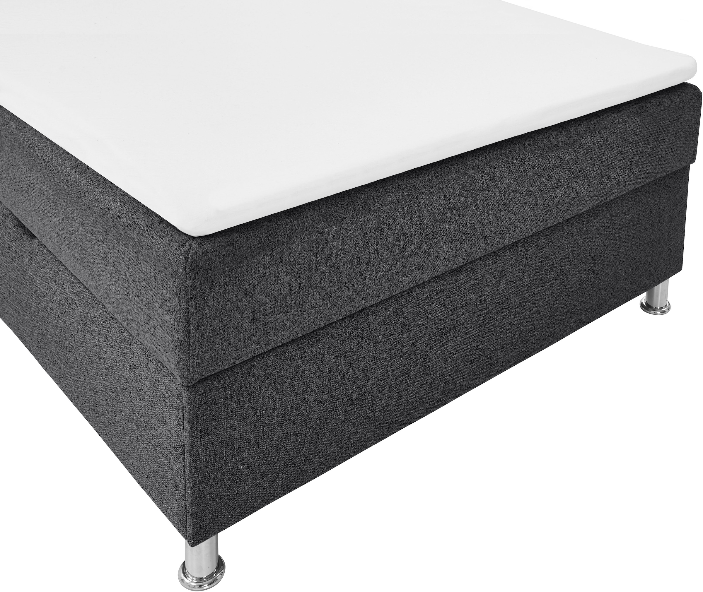 Home affaire Boxbett »ESCALON, Polsterbett mit Bettkasten, inkl. Taschenfederkernmatratze H3« mit Anti-Slip-Topper, Strukturstoff-Bezug, Liegefläche 120x200 cm