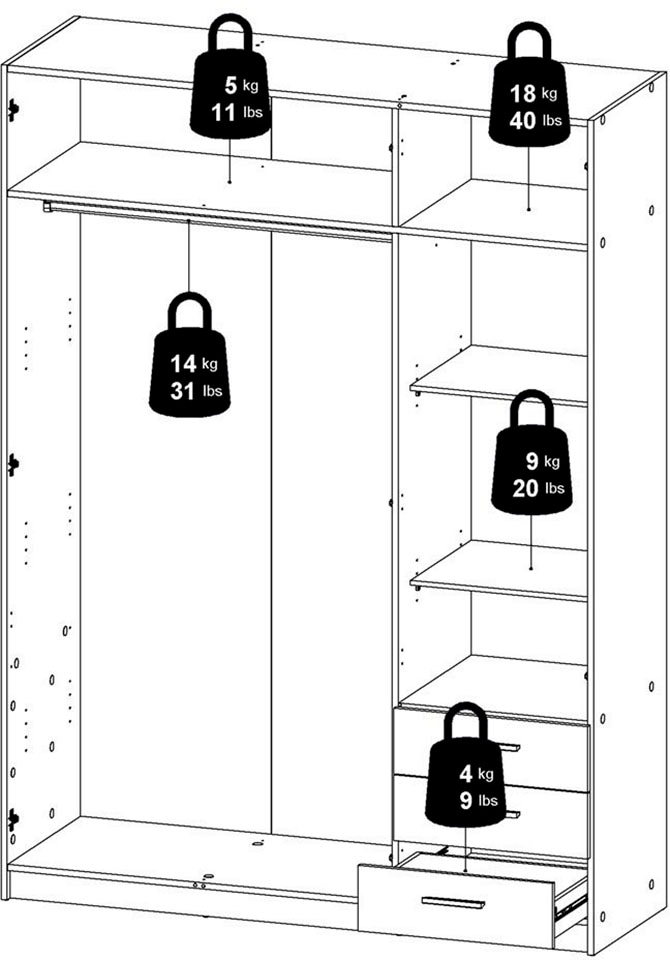 INOSIGN Kleiderschrank »Sprint Drehtürenschrank, Aufbewahrung Kasten Schrank Stauraum«, Breite 98,5/147 oder 195,5 cm, je mit Einlegeböden und Kleiderstange