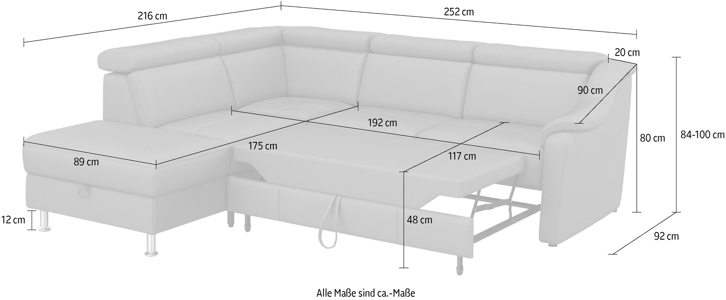 sit&more Ecksofa »Freetown L-Form«, inklusive Kopfteilverstellung und komfortablem Federkern