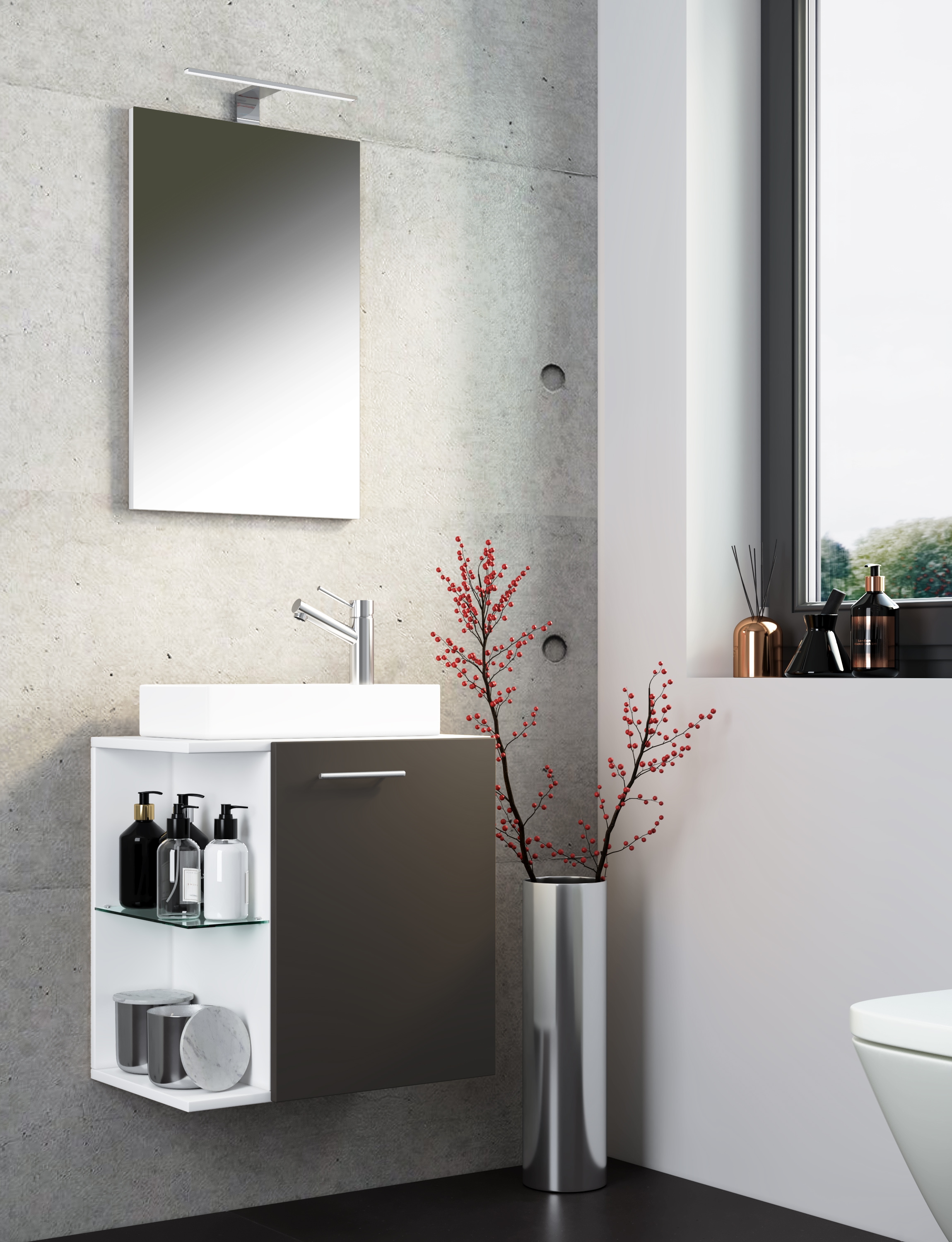 VCM Waschtisch »3-tlg Gäste WC Waschplatz Waschtisch Hausa Spiegel« 3 Stk. tlg.