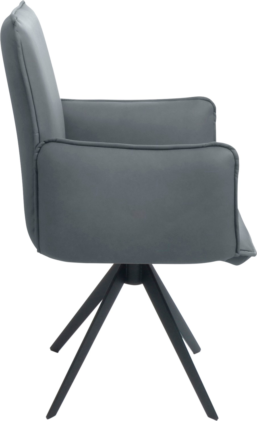 K+W Komfort & Wohnen Drehstuhl, Leder, Blitzdrehkreuz und Rückholfunktion, dekorativer 12mm Biese