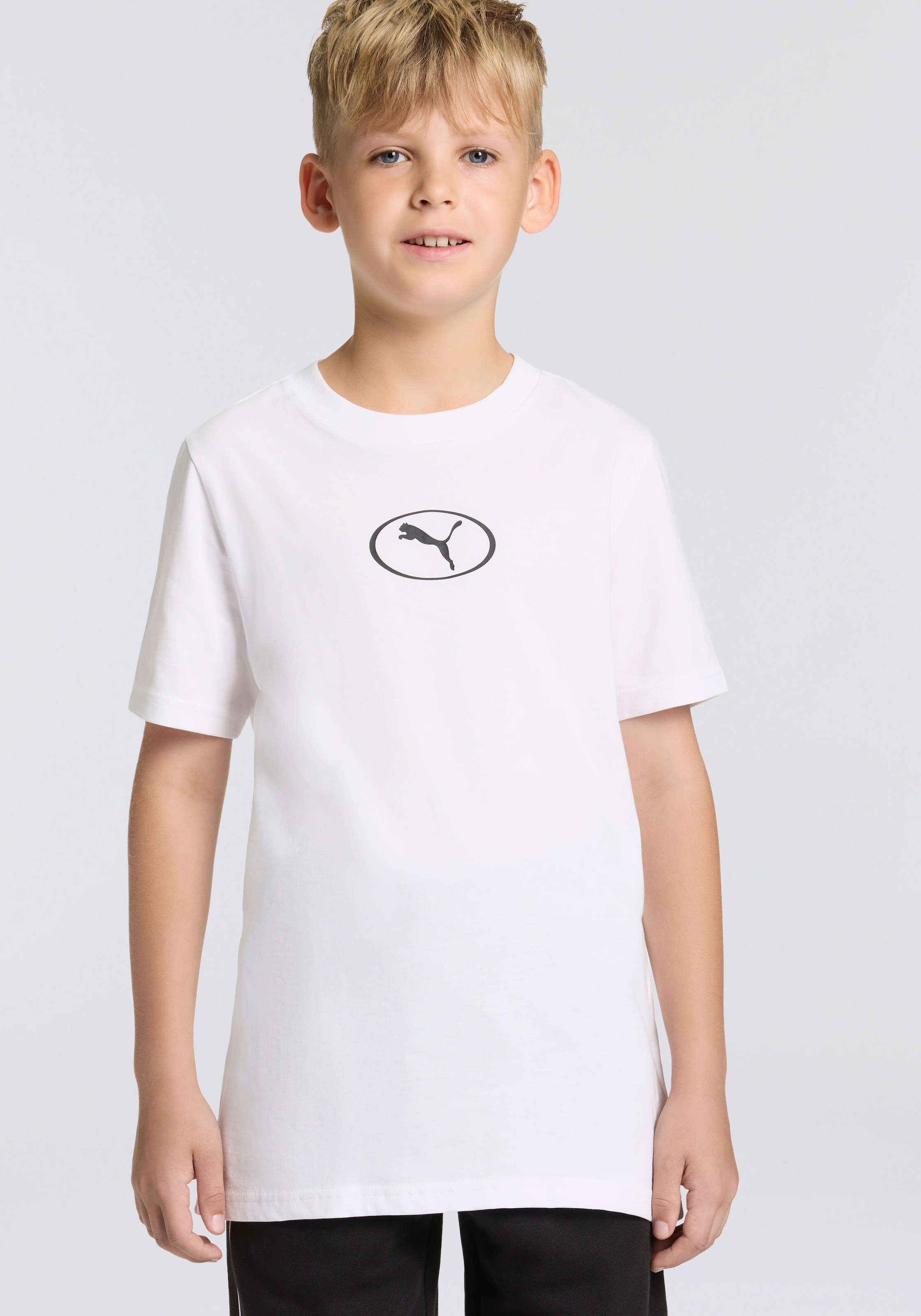 PUMA T-Shirt »SPORT RIB COLLAR TEE B« Kurzarm, Rundhalsausschnitt, aus Jersey-Material