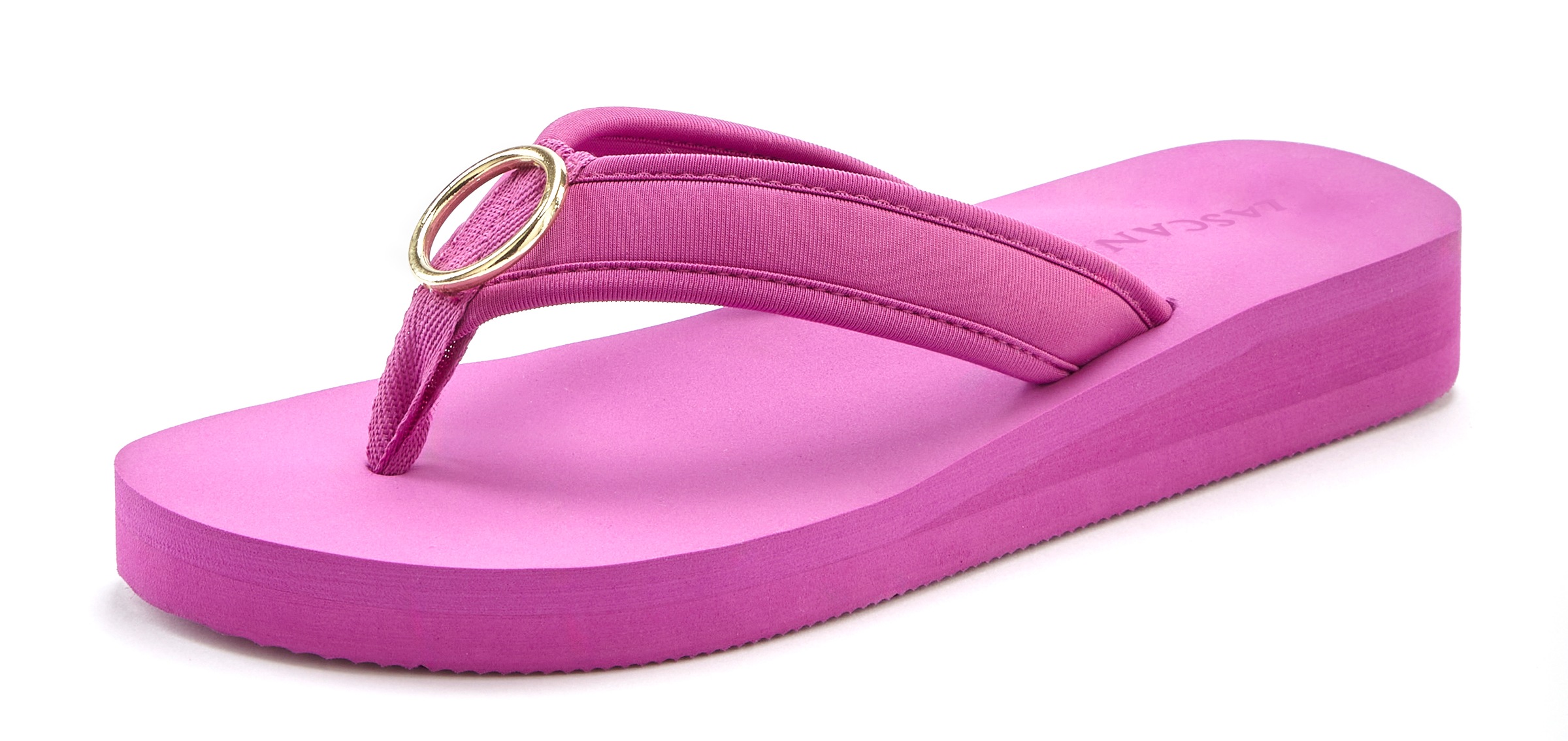 LASCANA Badezehentrenner »Sandale, Badeschuh, Pantolette, Badelatsche, Flip Flop, Sommerschuh,«  Zehentrenner mit Ringapplikation "Italy" VEGAN