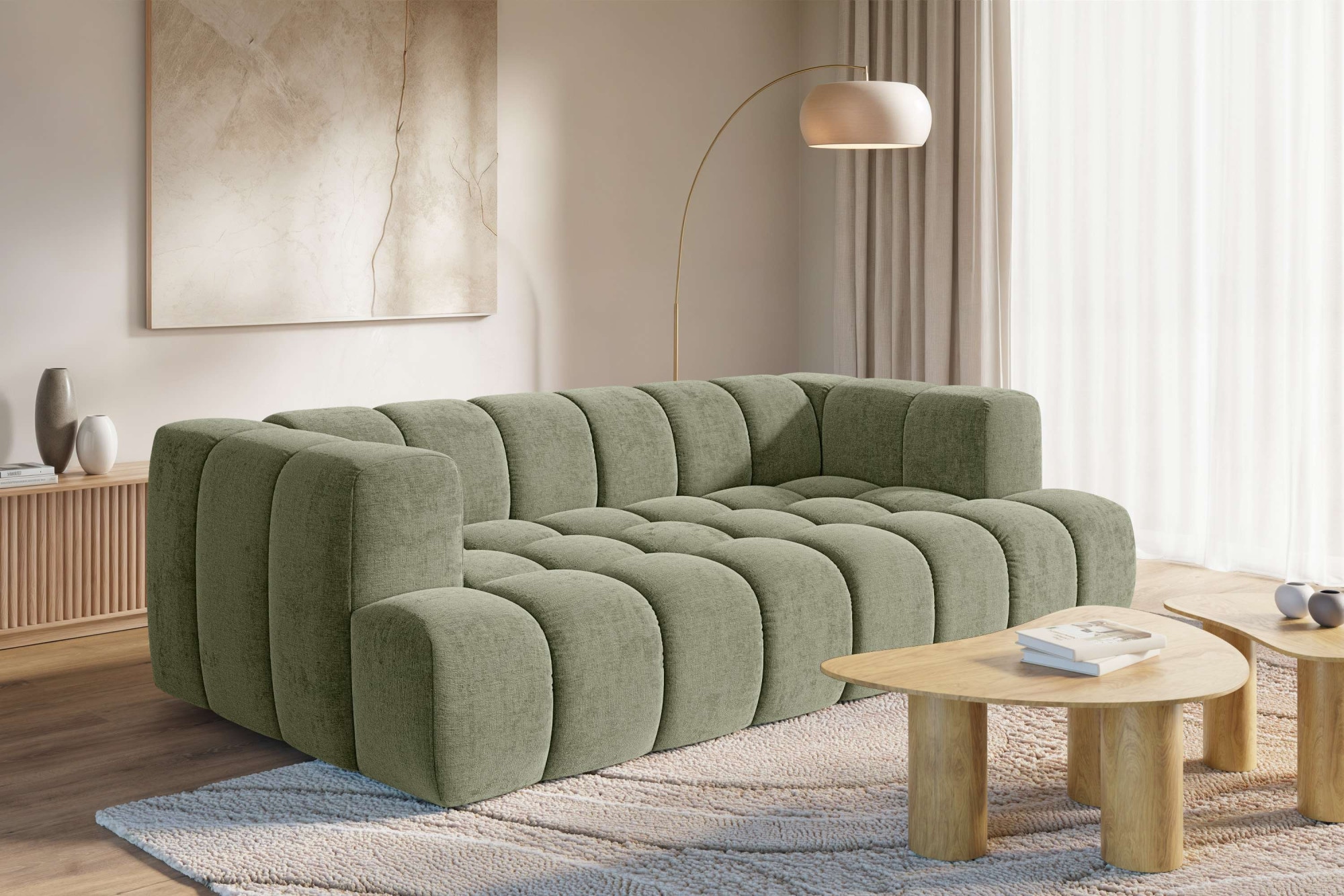 homsy by Ana Johnson Big-Sofa »»XL« BOUBELLE Design-Sofa extra tief, Bubble-Optik, Breite 246 cm« 4-Sitzer mit Wellenunterfederung, XL Sitztiefe 100 cm