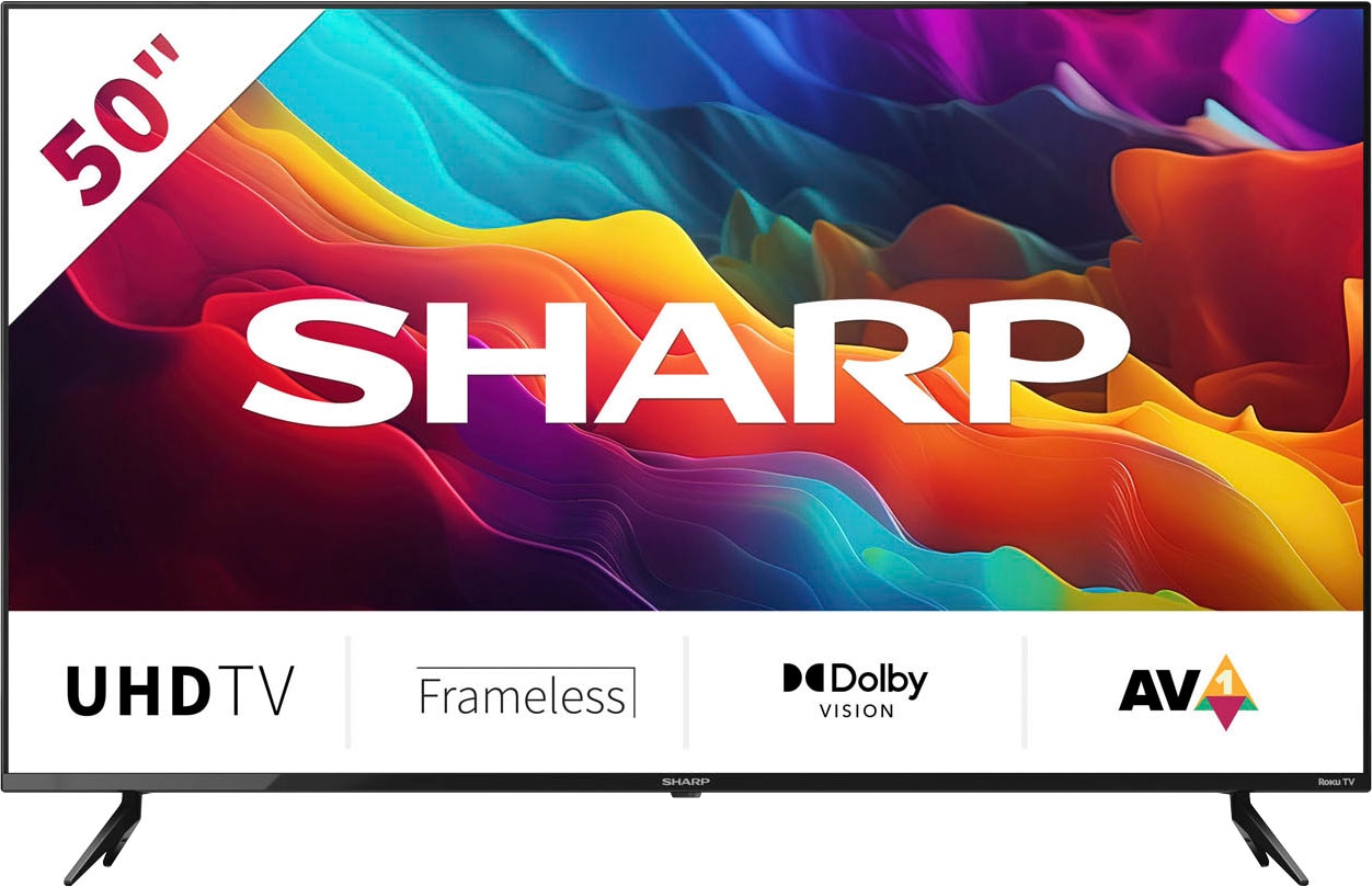 Sharp LED-Fernseher »4T-C50FJx«, 126 cm/50 Zoll, 4K Ultra HD, Smart-TV,  Roku TV nur in Deutschland verfügbar, Rahmenlos, HDR10, Dolby Digital ➥ 3  Jahre XXL Garantie | UNIVERSAL