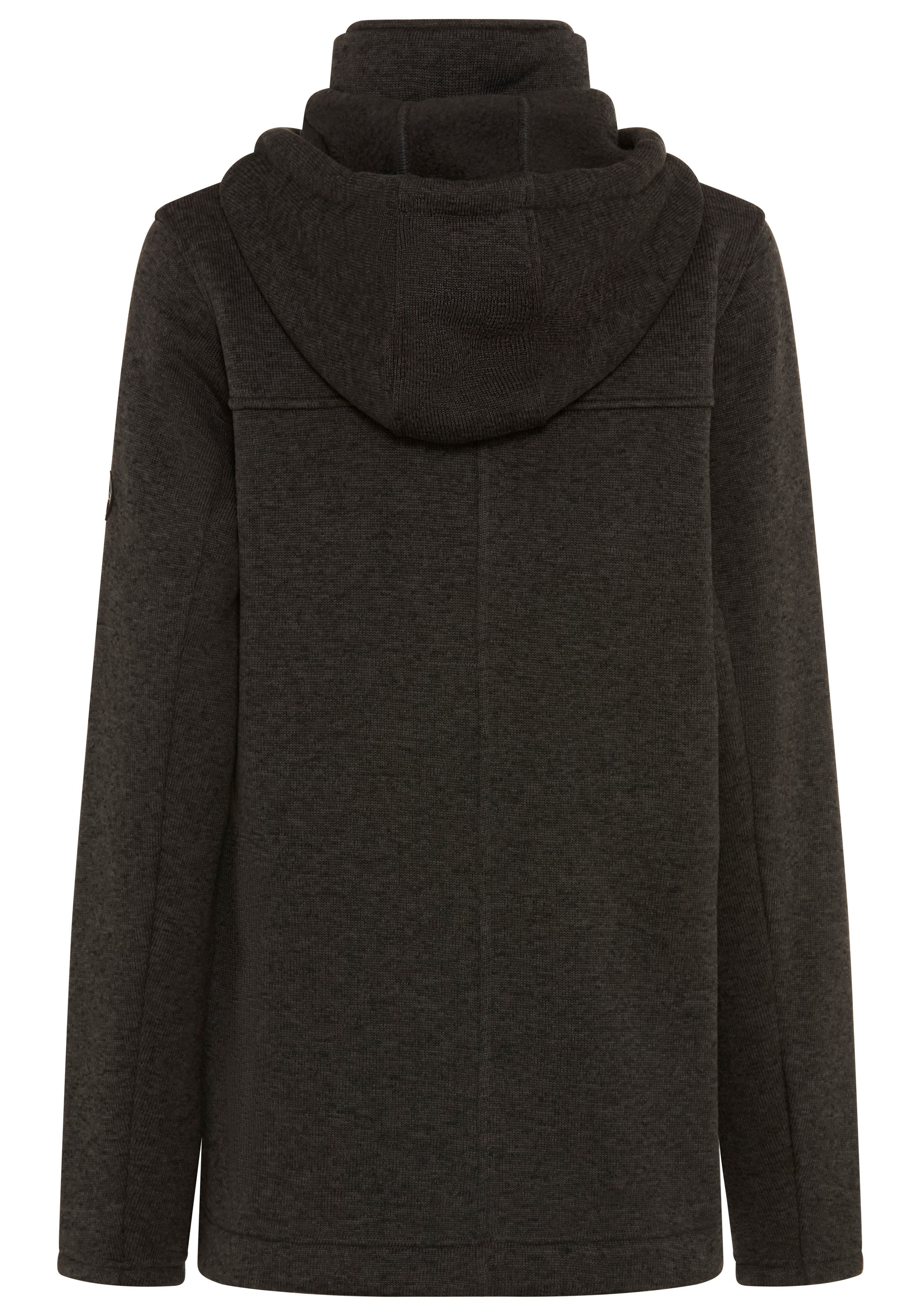 Polarino Strickfleecejacke mit Kapuze mit 2-Wege-Reißverschluss, po-bedeckend, figurumspielend, atmungsaktiv