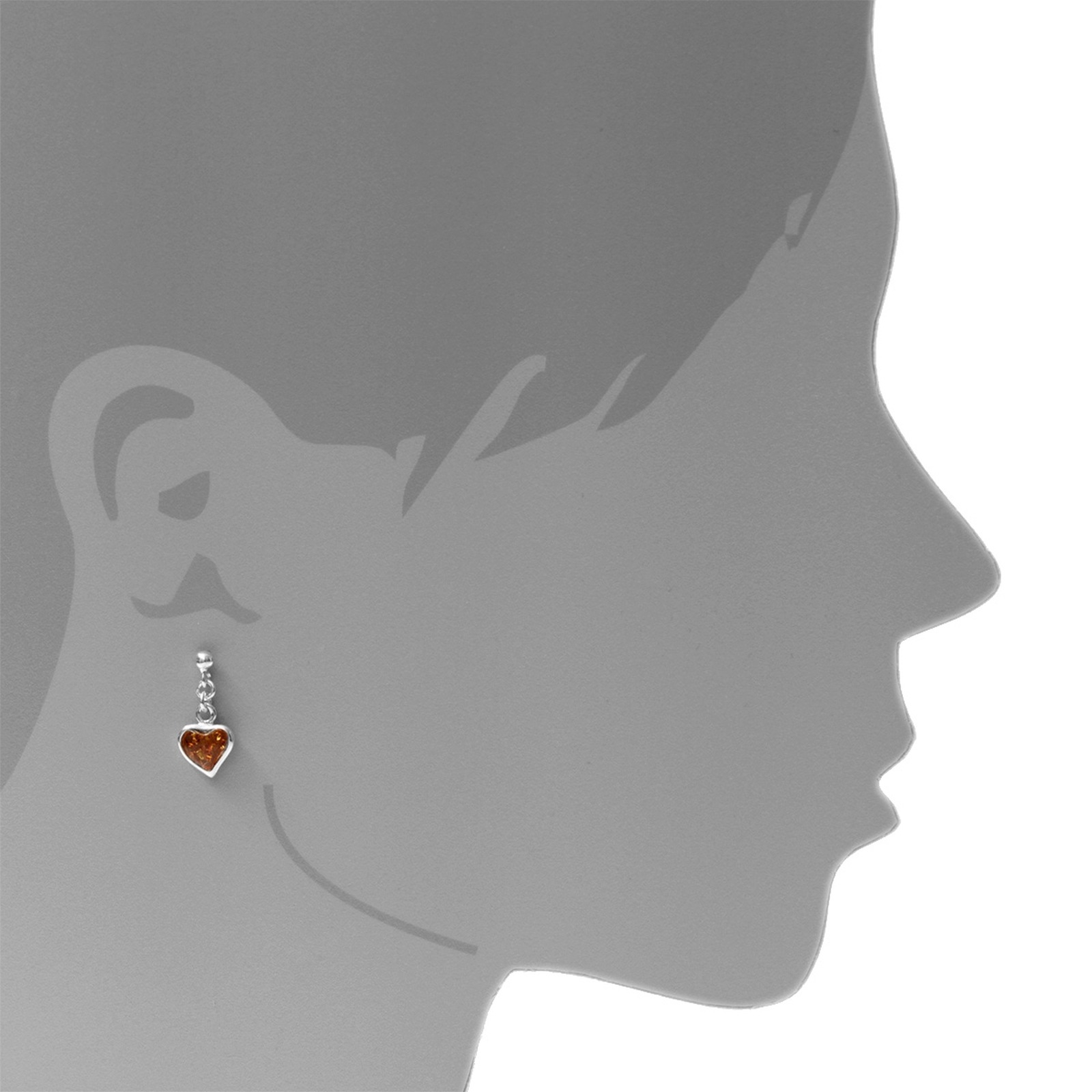 OSTSEE-SCHMUCK Paar Ohrhänger »- Herz - Silber 925/000 - Bernstein«