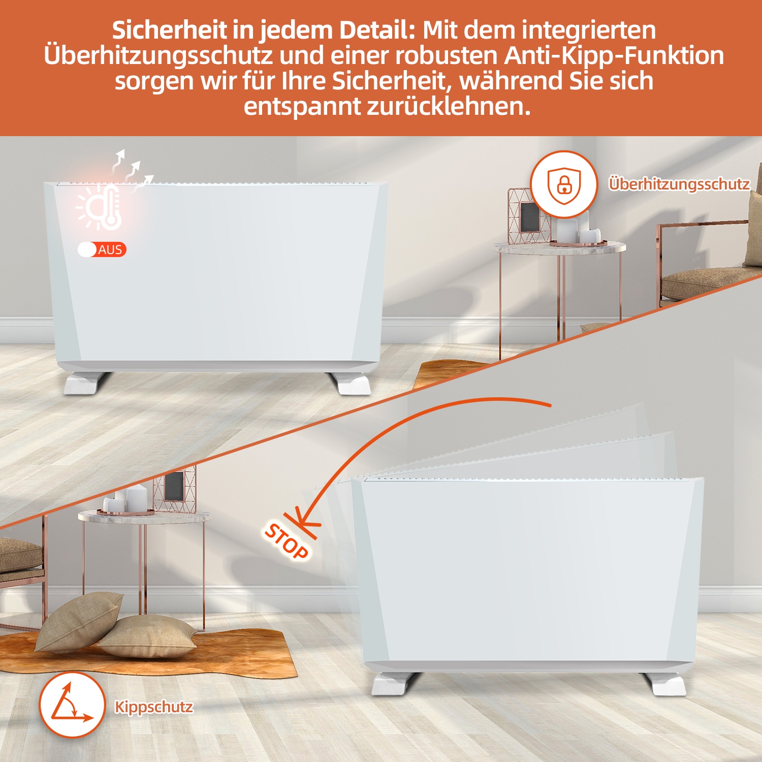 SHX Konvektor, 2400 W, Smart Home fähig (Wifi), Wandmontage möglich