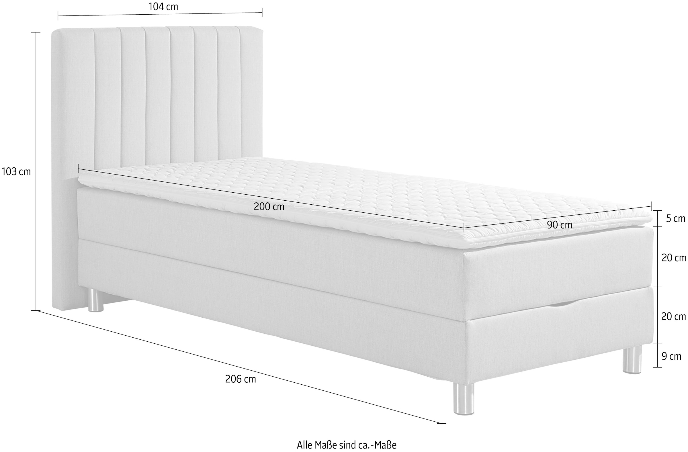 Maintal Boxbett mit Bettkasten und Kaltschaum-Topper