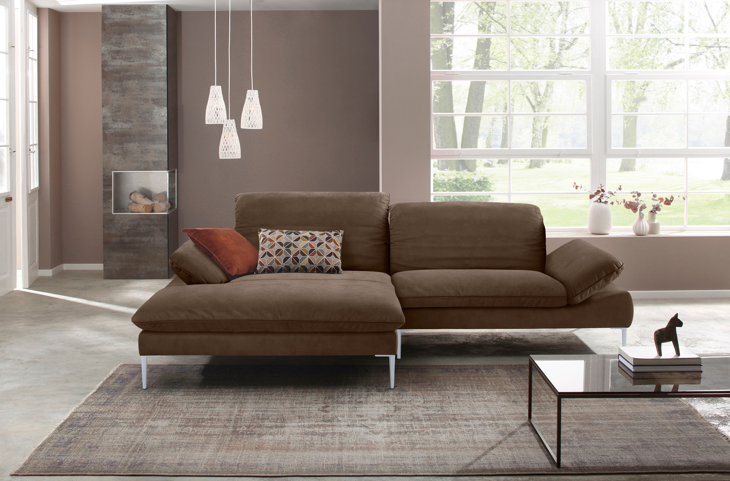 W.SCHILLIG Ecksofa »enjoy&MORE, mit tollem Sitzkomfort, elegant und bequem, L-Form«, mit Sitztiefenverstellung, Füße silber matt, Breite 294 cm