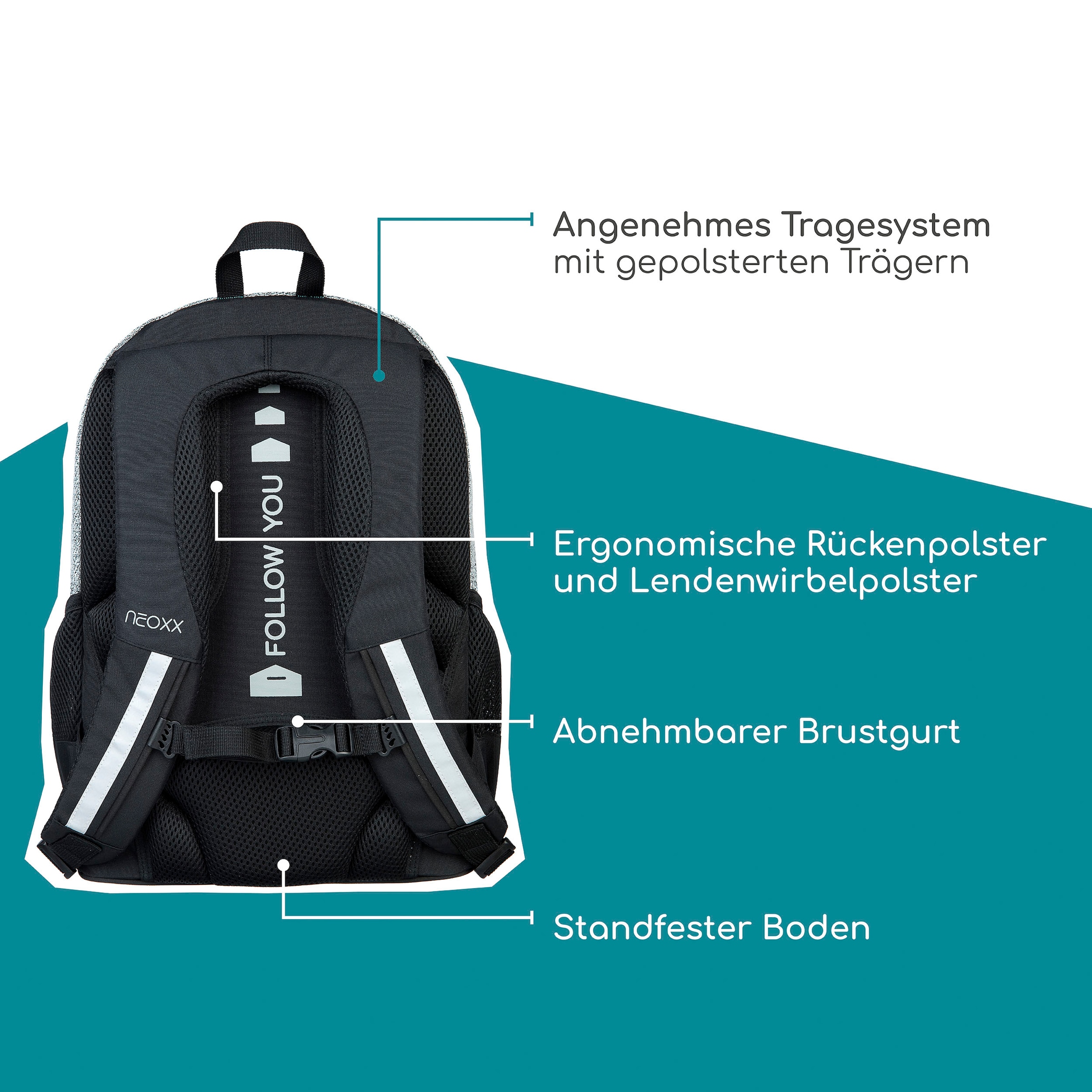 neoxx Schulrucksack »Flow, Wool the World«, teilweise aus recyceltem Material