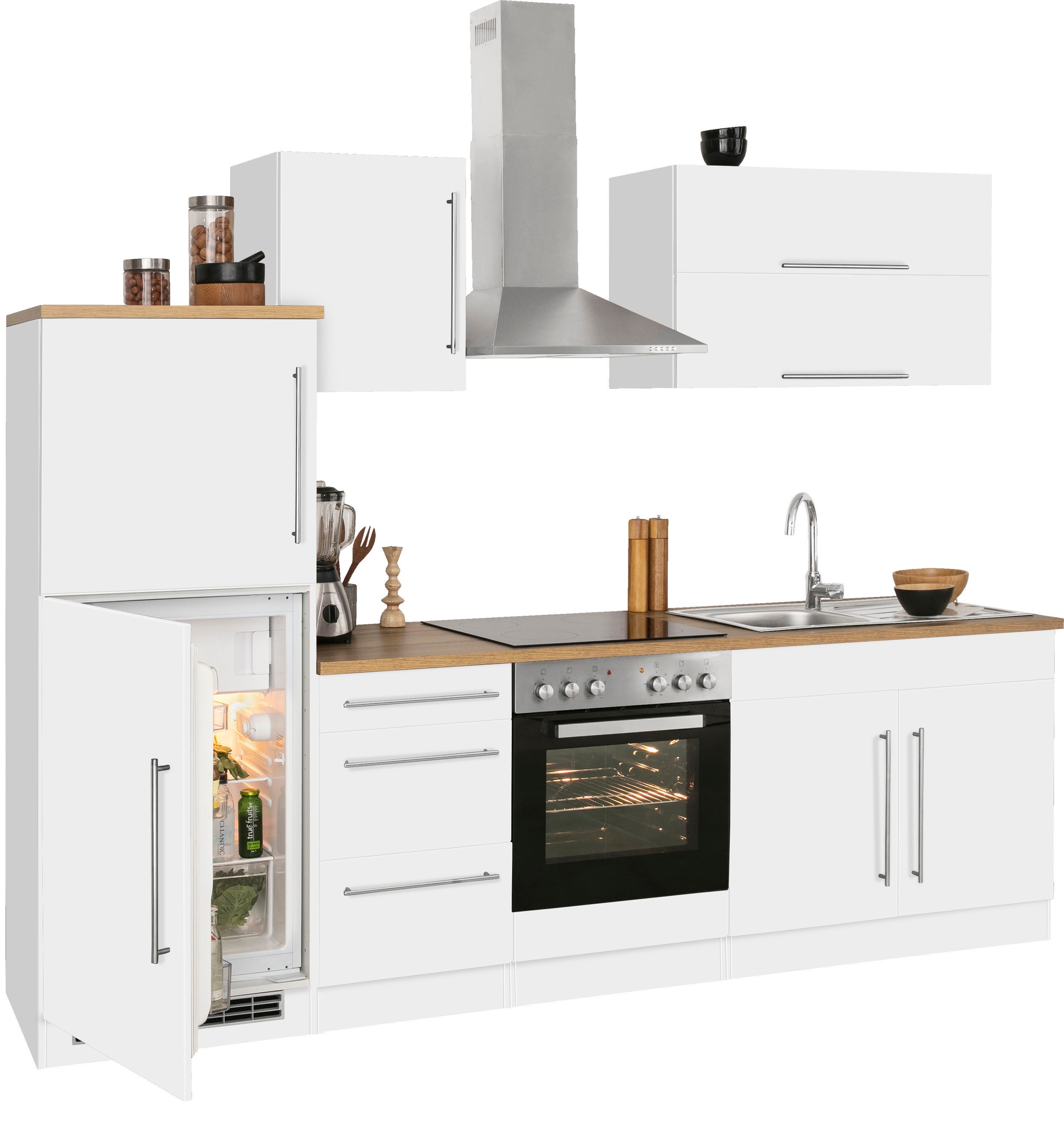 KOCHSTATION Küchenzeile »KS-Samos« Breite 270 cm, wahlweise mit E-Geräten, mit Arbeitsplatte