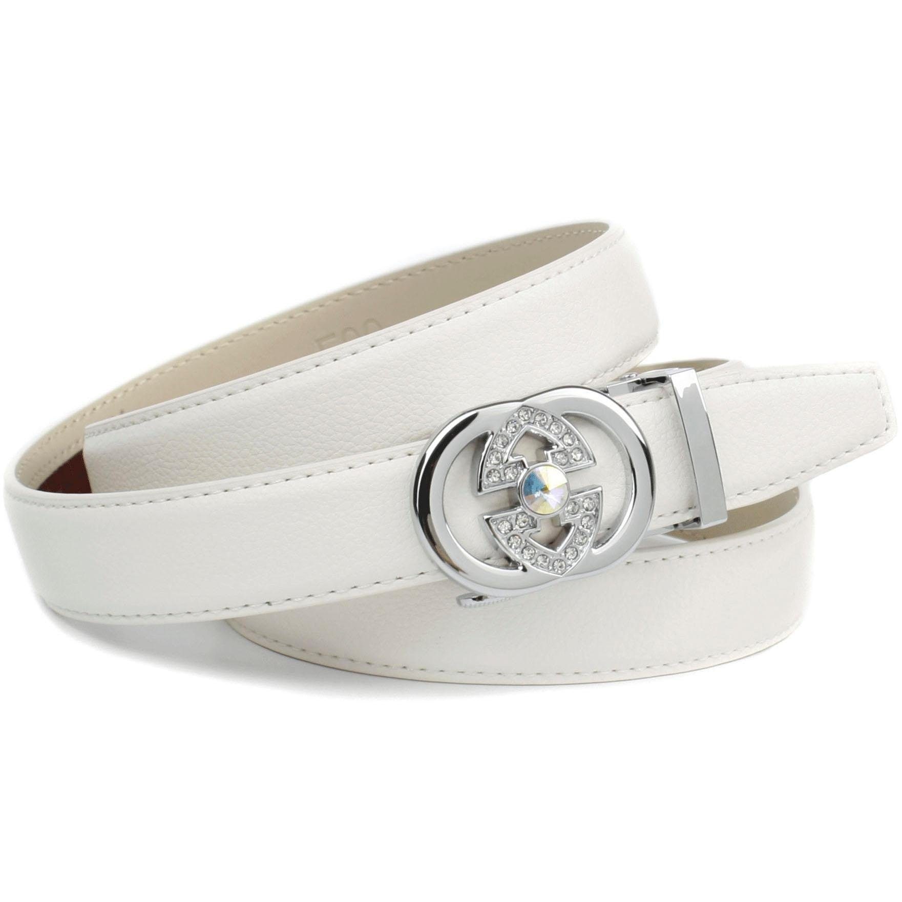 Anthoni Crown Ledergürtel, in weiß mit aufwendiger Schmuck-Schließe auf  Rechnung kaufen