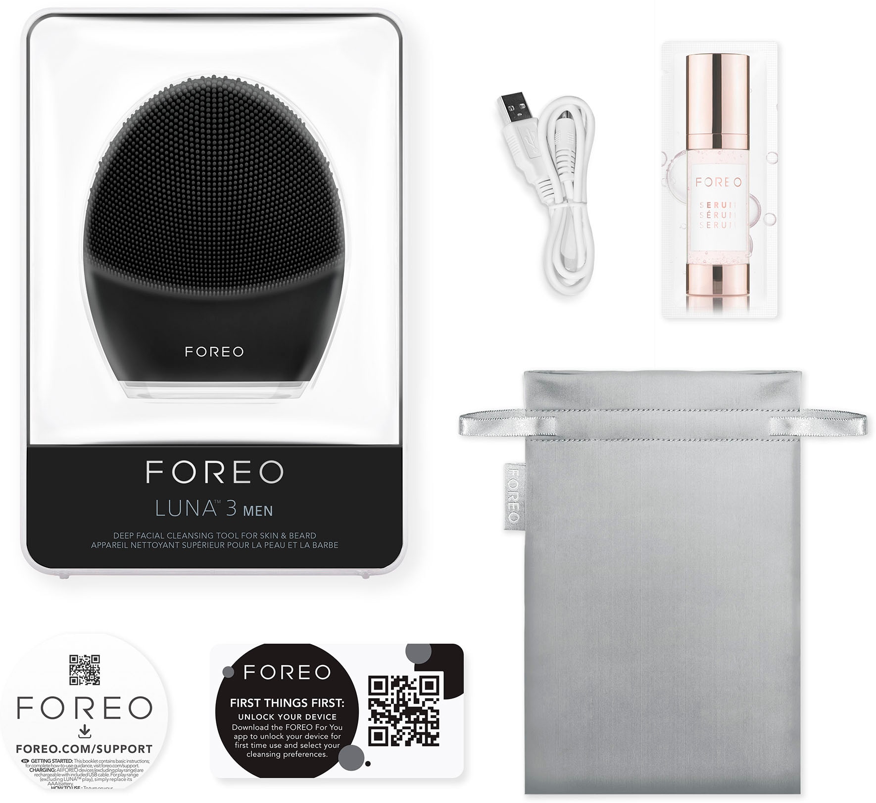 FOREO Elektrische Gesichtsreinigungsbürste »LUNA™ Massagebürste MEN«, & 3 mit 3 Garantie Gesichtsreinigungs- Jahren Smarte XXL