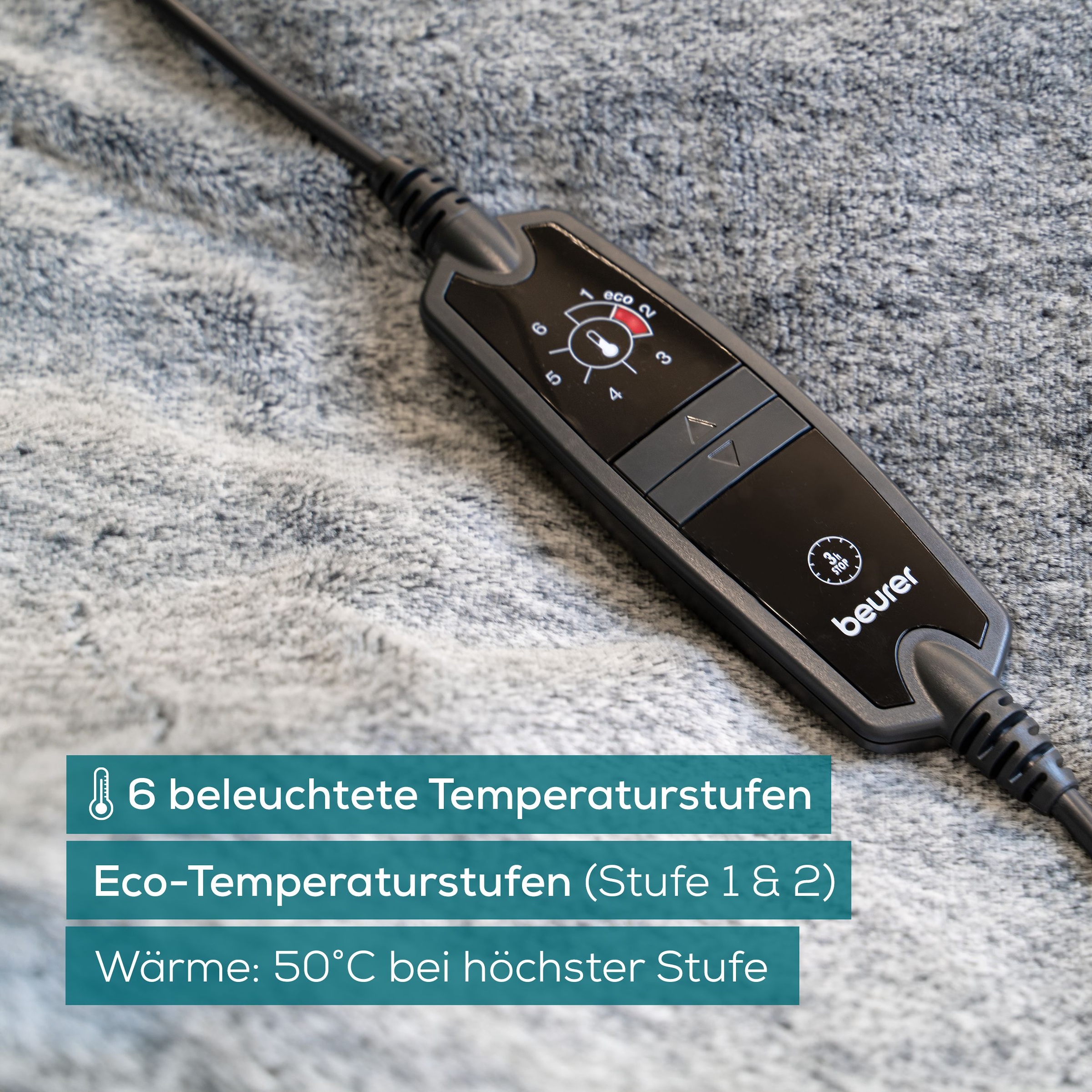 BEURER Heizdecke »HD 75 Nordic Grey Green Planet, aus recycelten Materialien« kuschelige Wärmedecke in Kunstfelloptik, mit 6 Temperaturstufen
