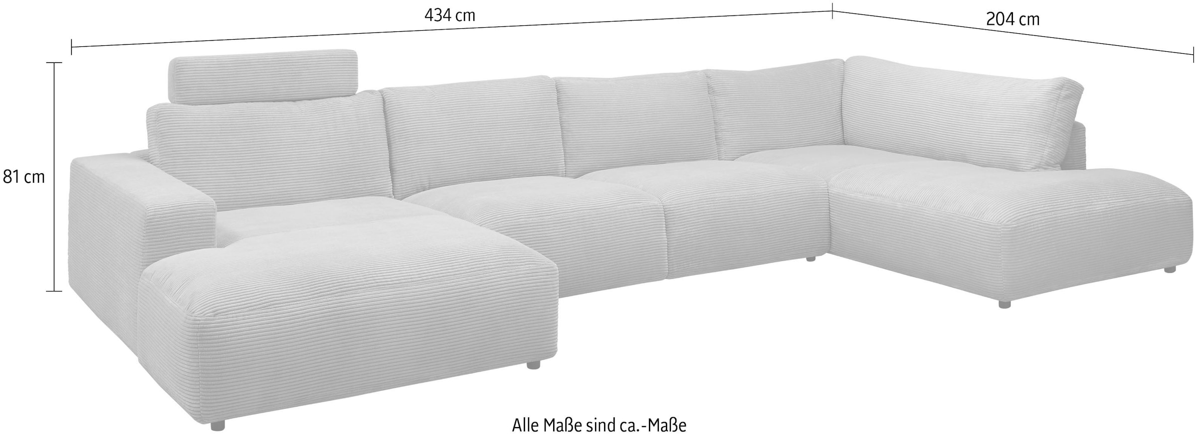Musterring Wohnlandschaft »Lucia U-Form«, Verschiedene Farben, inkl. Kopfstütze, Gesamtbreite 434 cm