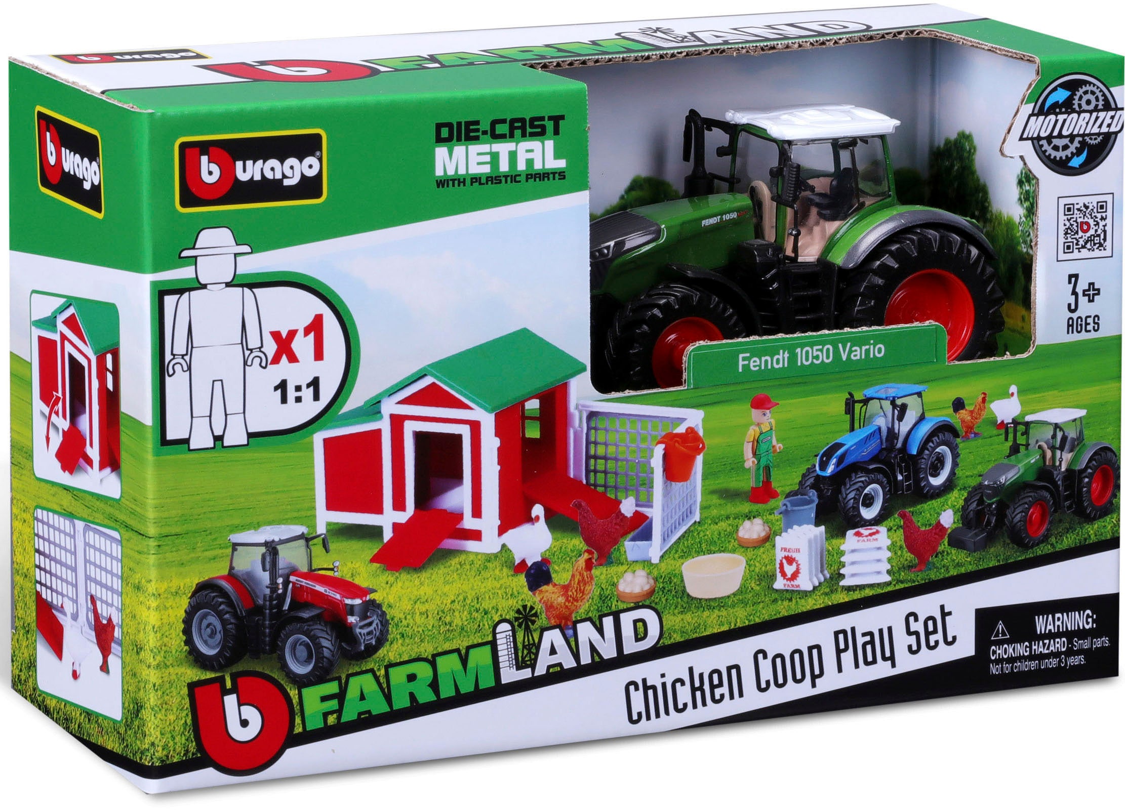 Bburago Spielwelt »Farmland, Hühnerstall«, inkl. FENDT Traktor