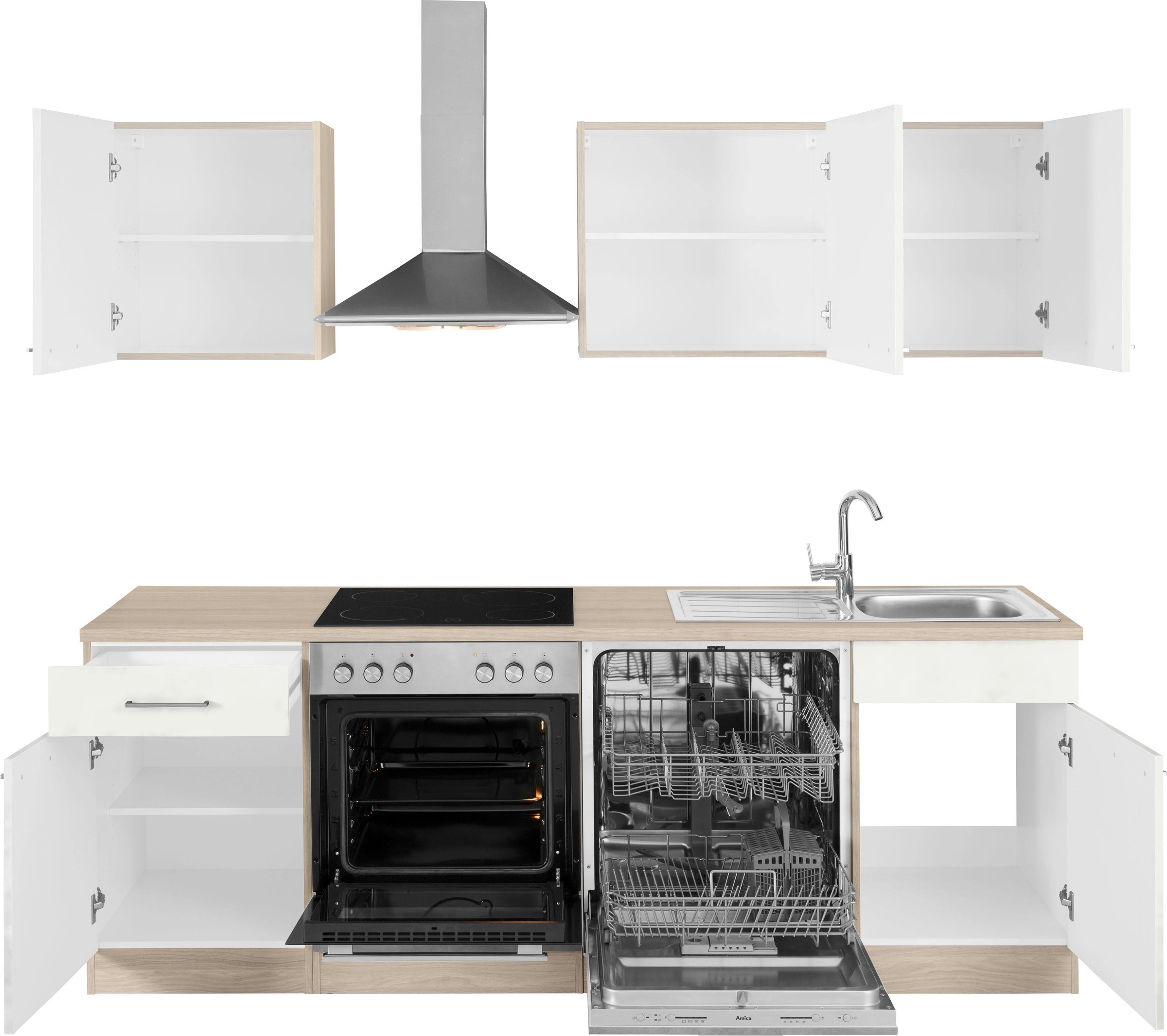 wiho Küchen Küchenzeile »Zell«, mit E-Geräten, Breite 220 cm auf Rechnung  kaufen