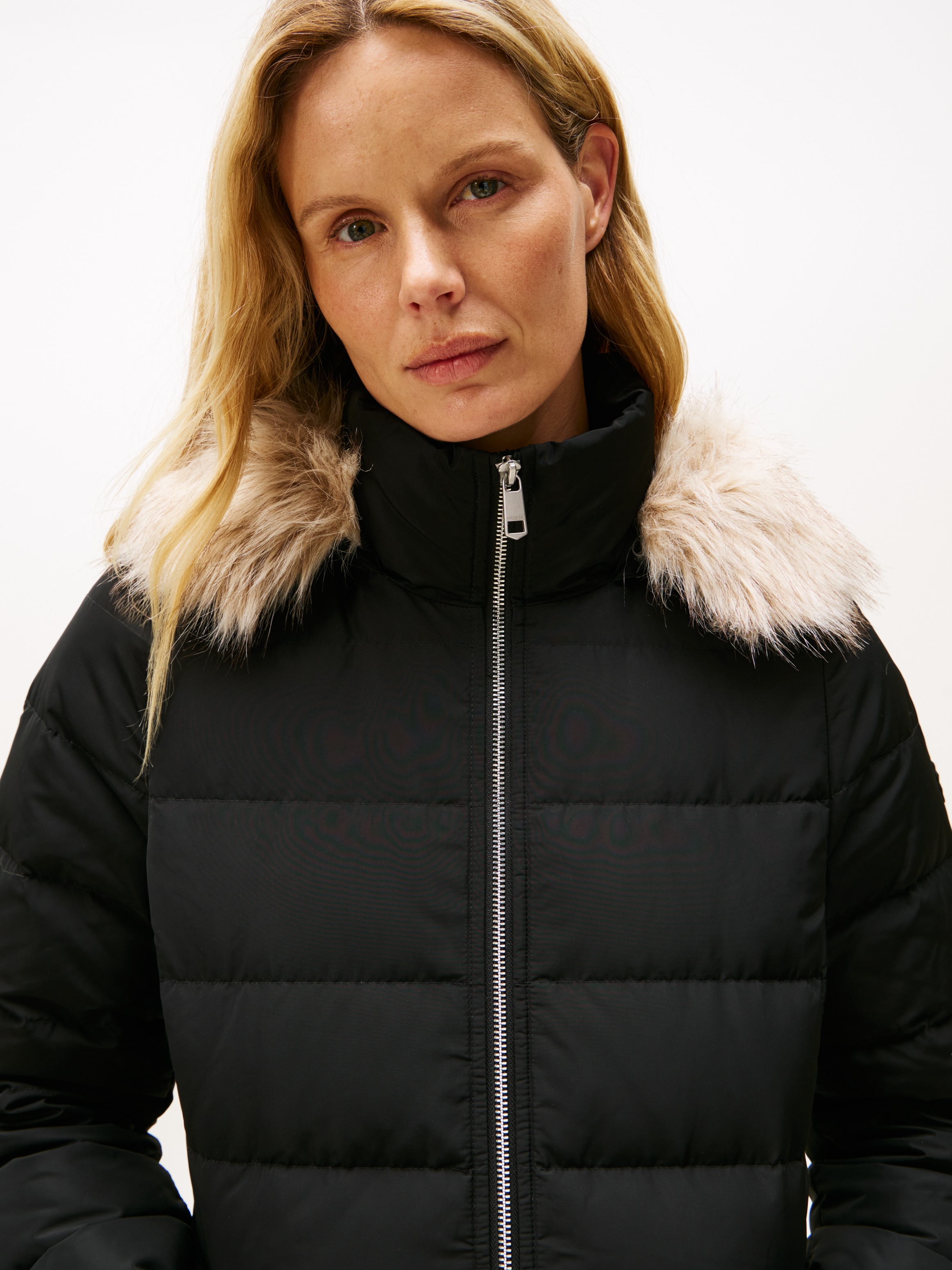 Tommy Hilfiger Steppmantel »MW DOWN SLIM COAT WITH FUR« mit Fellimitat