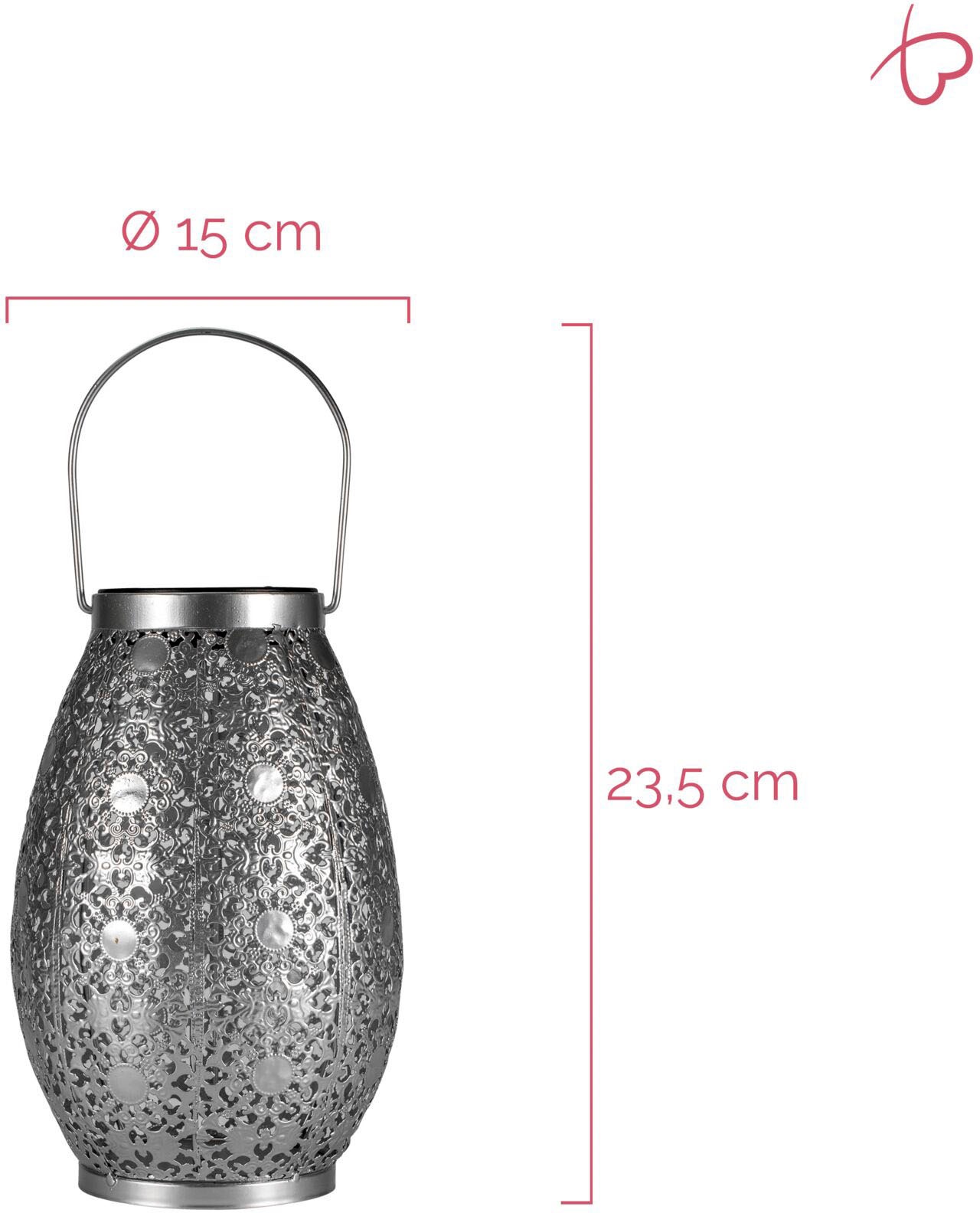 Pauleen LED Laterne »Sunshine Tempation klein Solarlaterne Silber/Metall«, 1 flammig, Solar