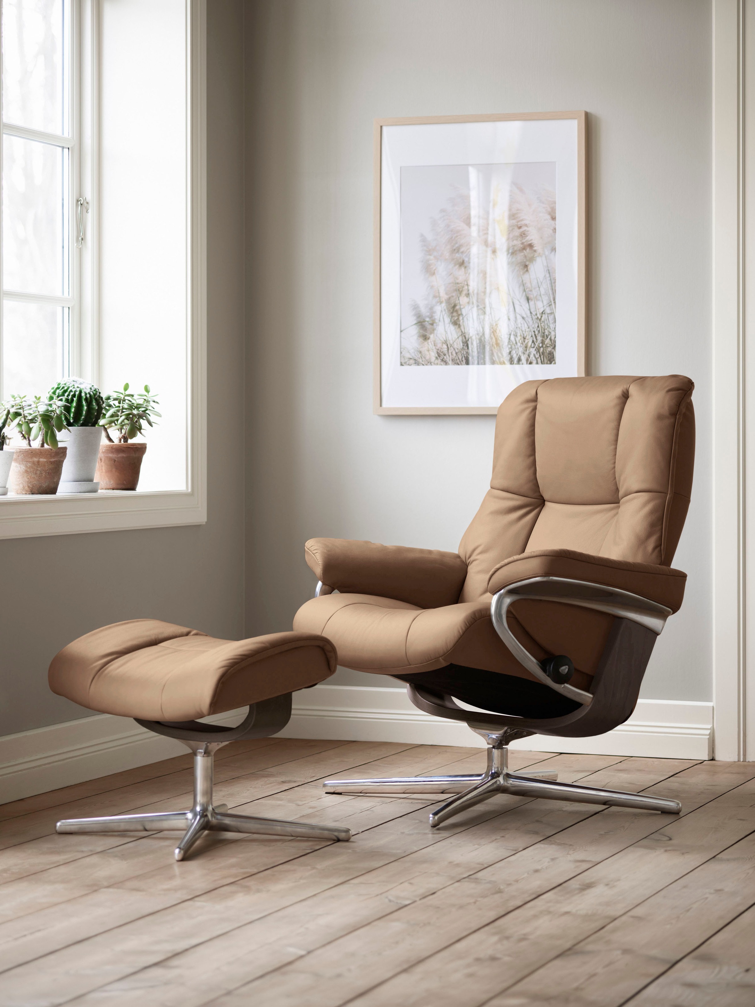 Stressless® Relaxsessel »Mayfair«, (Set, Relaxsessel mit Hocker), mit Hocker, mit Cross Base, Größe S, M & L, Holzakzent Wenge