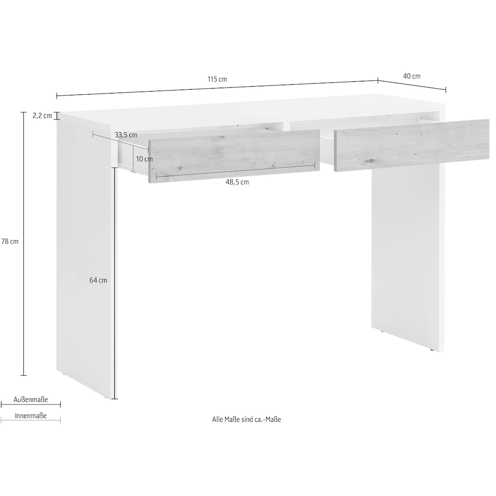 INOSIGN Schminktisch »Astral«, mit zwei Schubkasten, einer Arbeitshöhe von 78 cm, Breite 115 cm