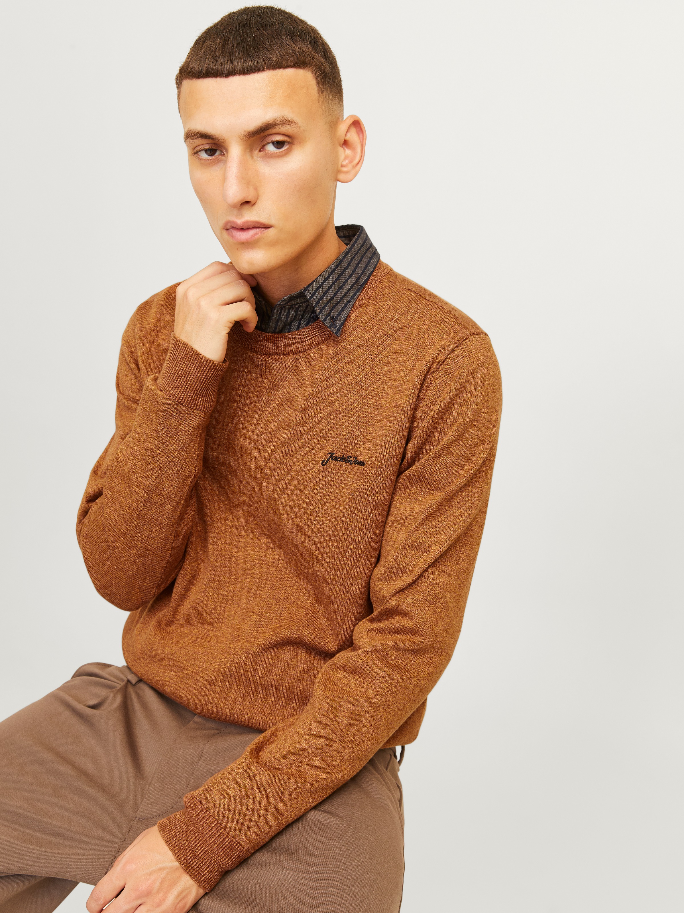 Jack & Jones Rundhalspullover »JJBRAD KNIT CREW NECK AW24«