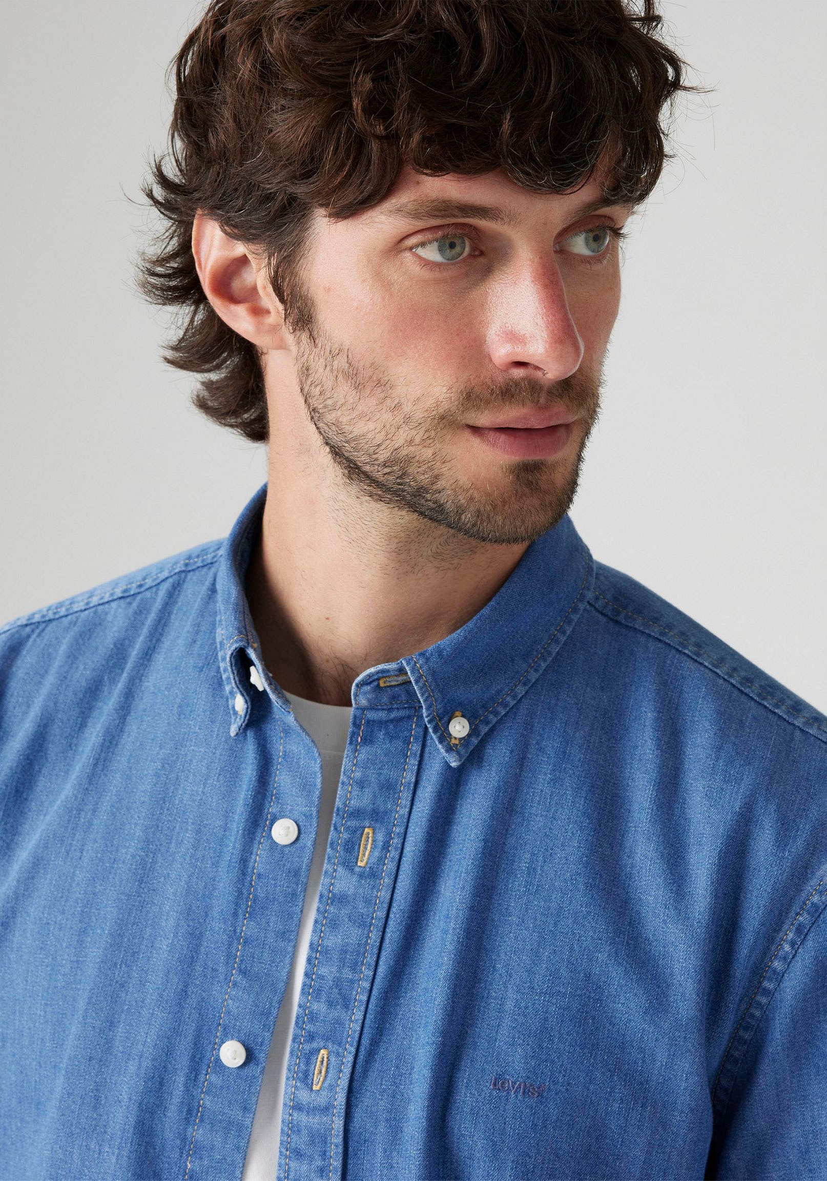 Levi's® Langarmhemd »AUTHENTIC BUTTON DOWN« mit Ton-in-Ton Logostickerei auf der Brust