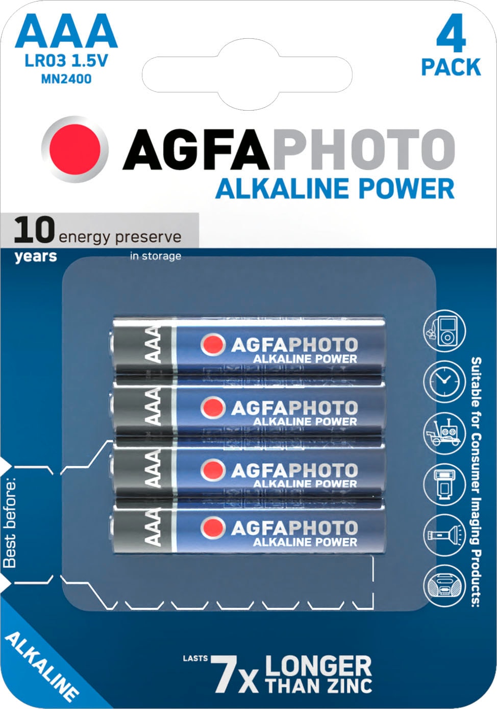 AgfaPhoto Batterie »4er Pack Platinum«, LR03, 1,5 V, (Set, 4 St.) ➥ 3 Jahre  XXL Garantie | UNIVERSAL