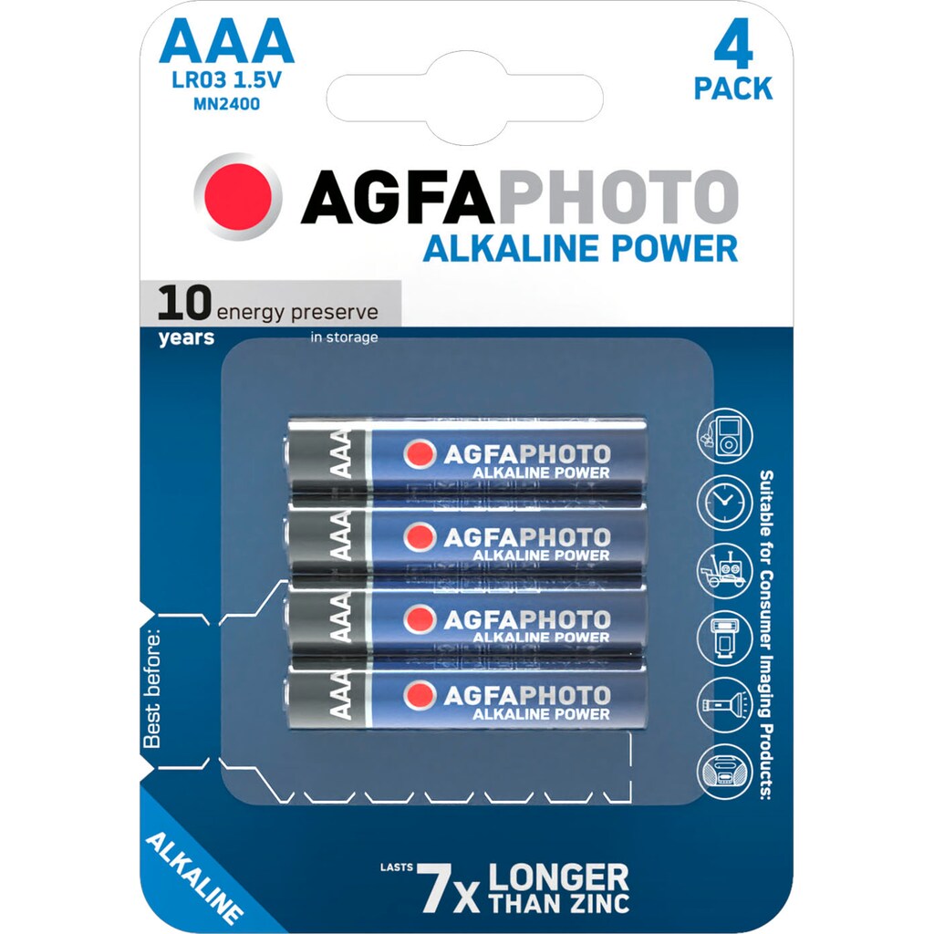 AgfaPhoto Batterie »4er Pack Platinum«, LR03, 1,5 V, (Set, 4 St.)