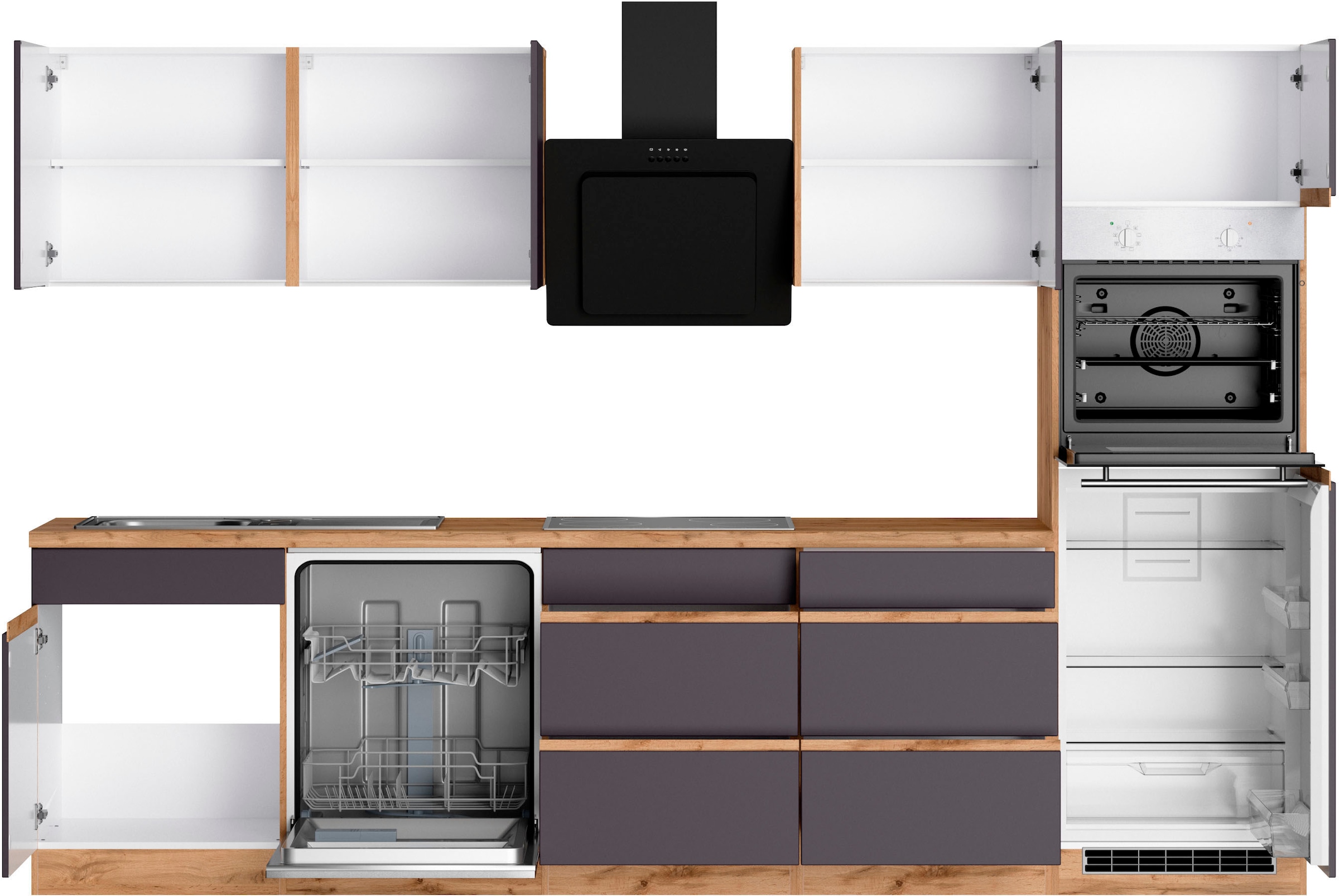 KOCHSTATION Küchenzeile »KS-Riesa« Stellbreite 300 cm, ohne E-Geräte