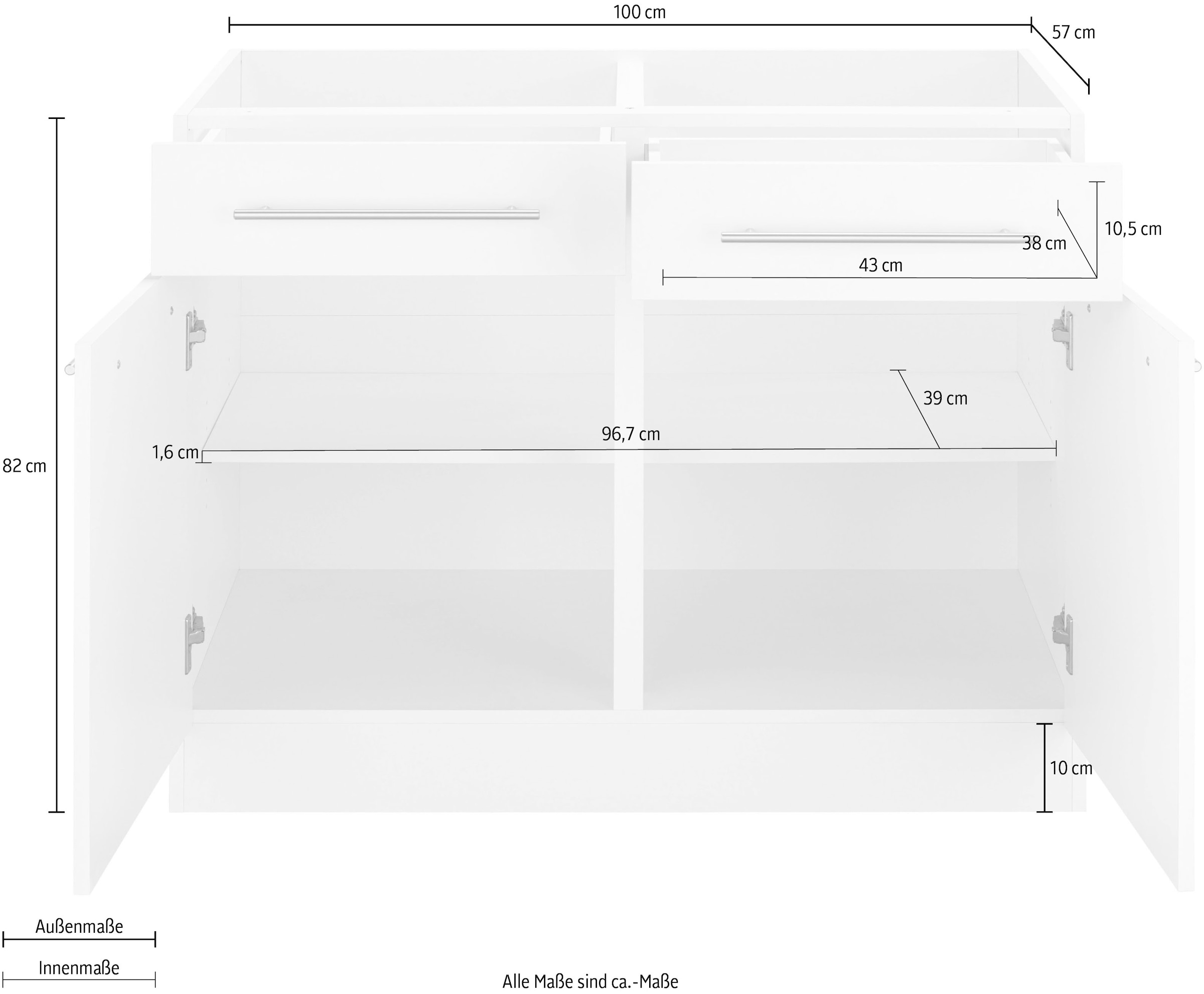 wiho Küchen Unterschrank »Unna« 100 cm breit, ohne Arbeitsplatte