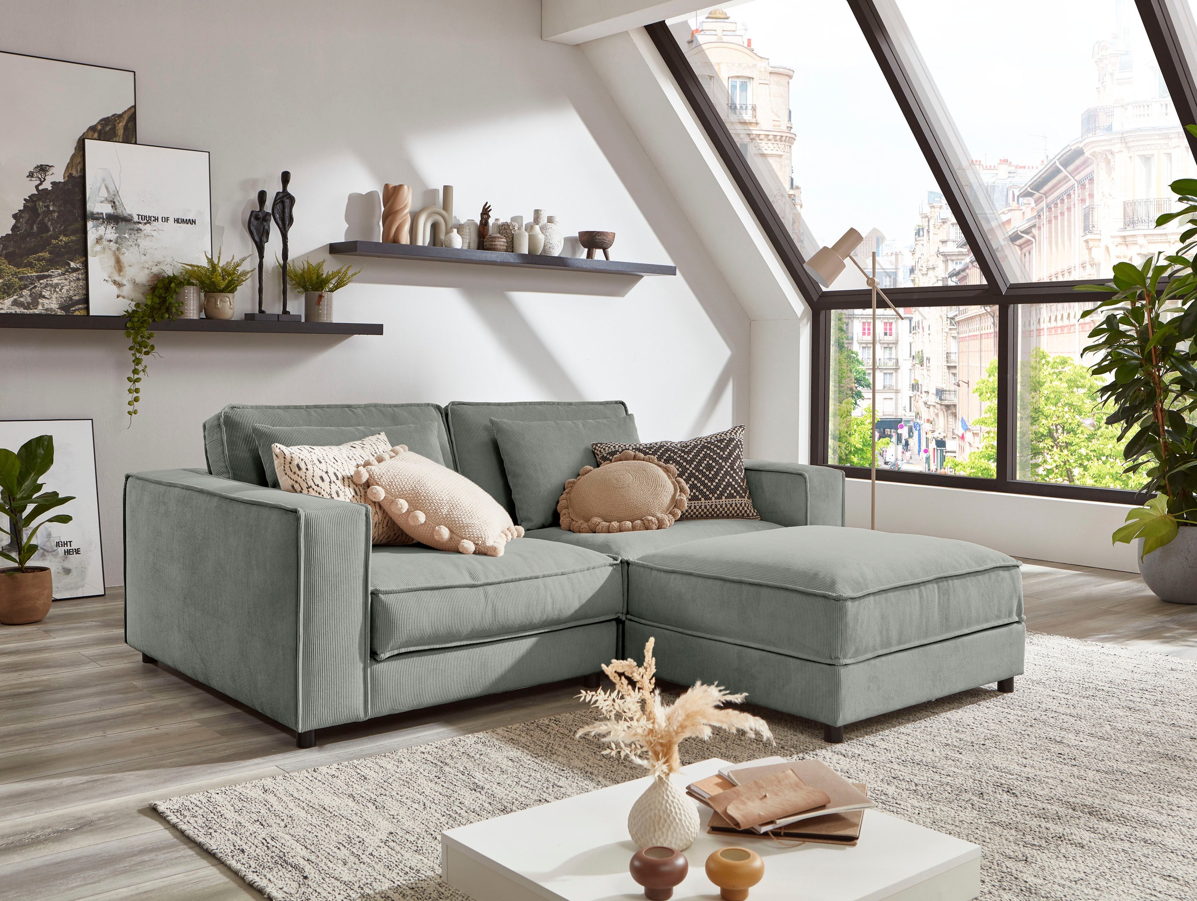 ATLANTIC home collection Hocker »Valan«, mit Cord-Bezug, frei stellbar